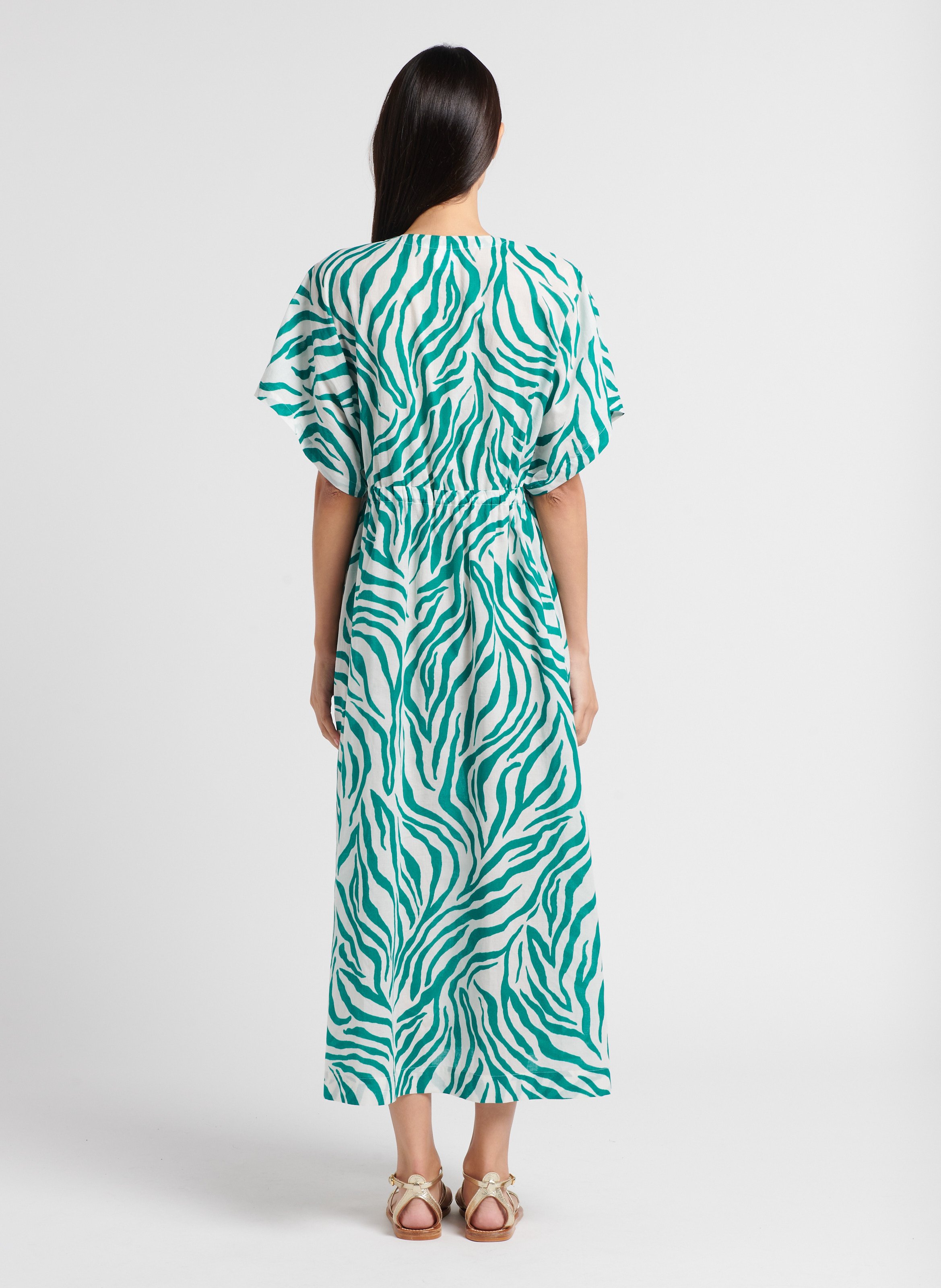 V-neck printed cotton dress MAX MARA LEISURE Green