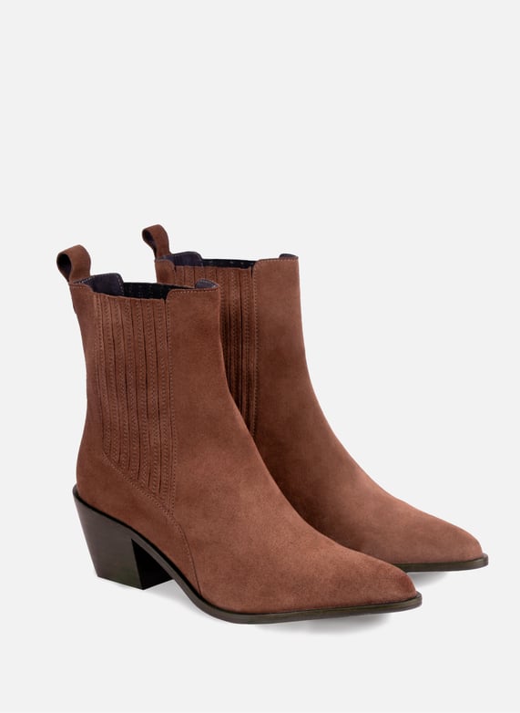 Bottines Santiag Cuir Daim Camel Jules Jenn Femme 1SHO10204CML036 Place des Tendances