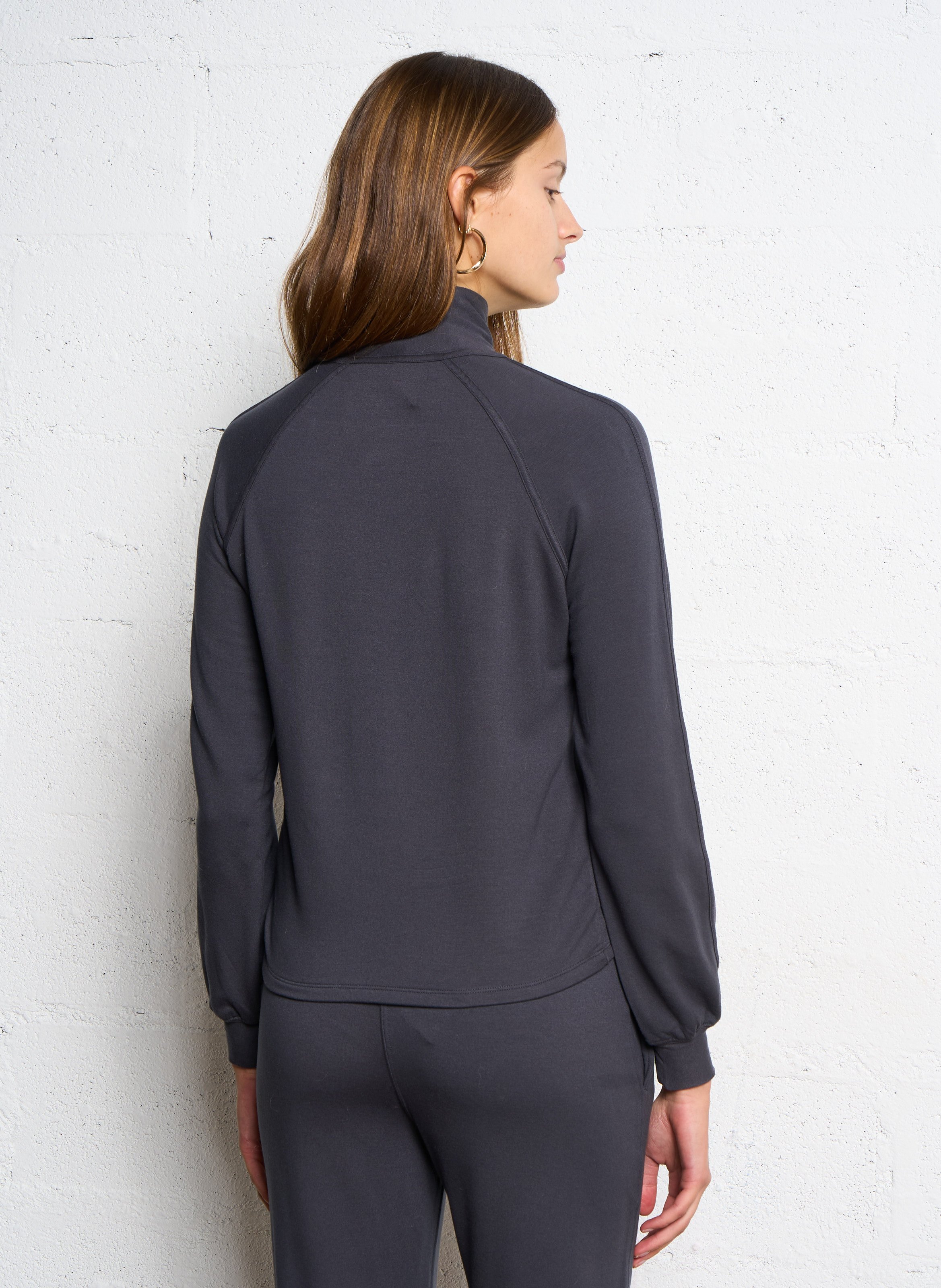 Sweat droit col montant  MAJESTIC FILATURES Gris