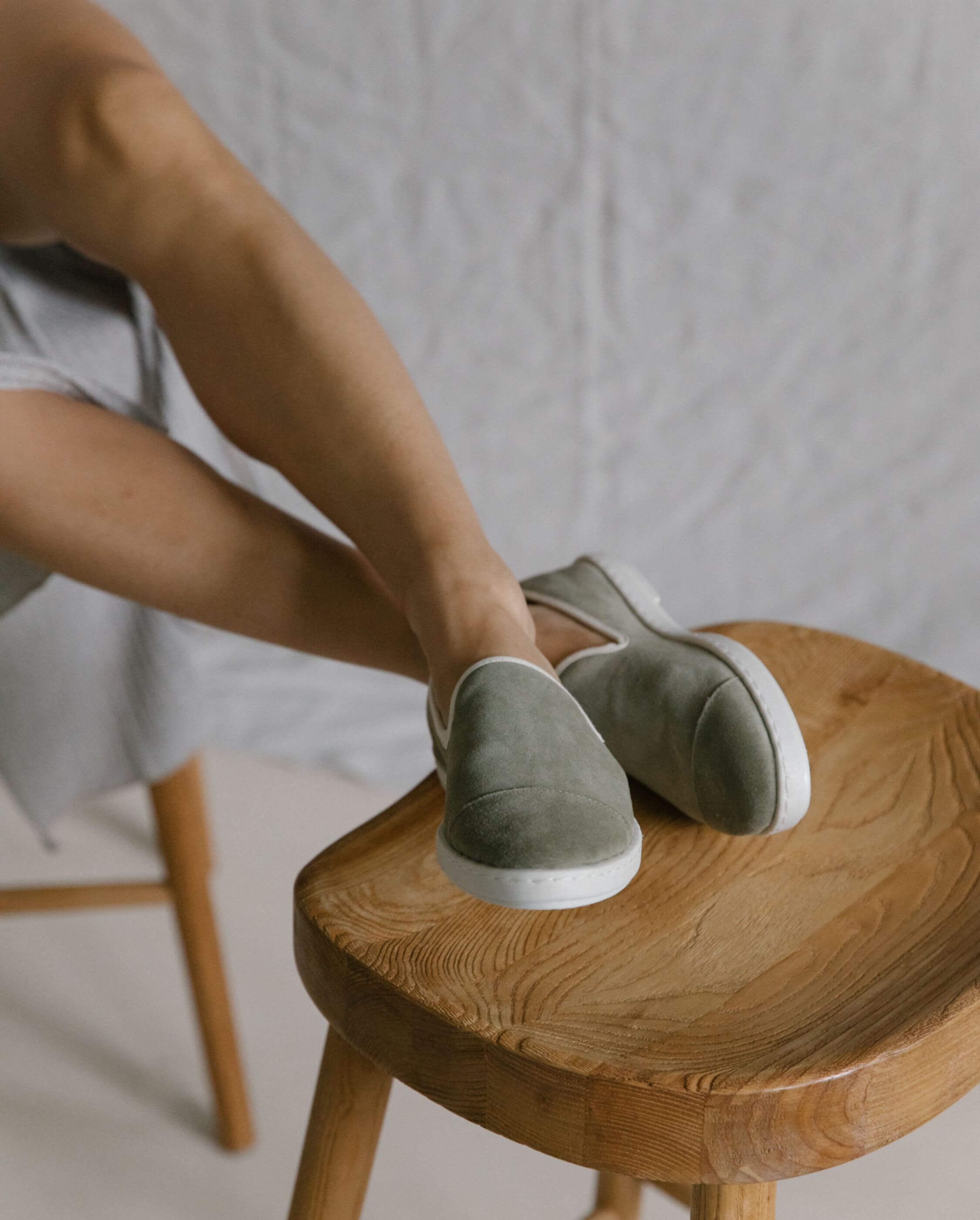 Women's leather slipper, light khaki ANGARDE Khaki