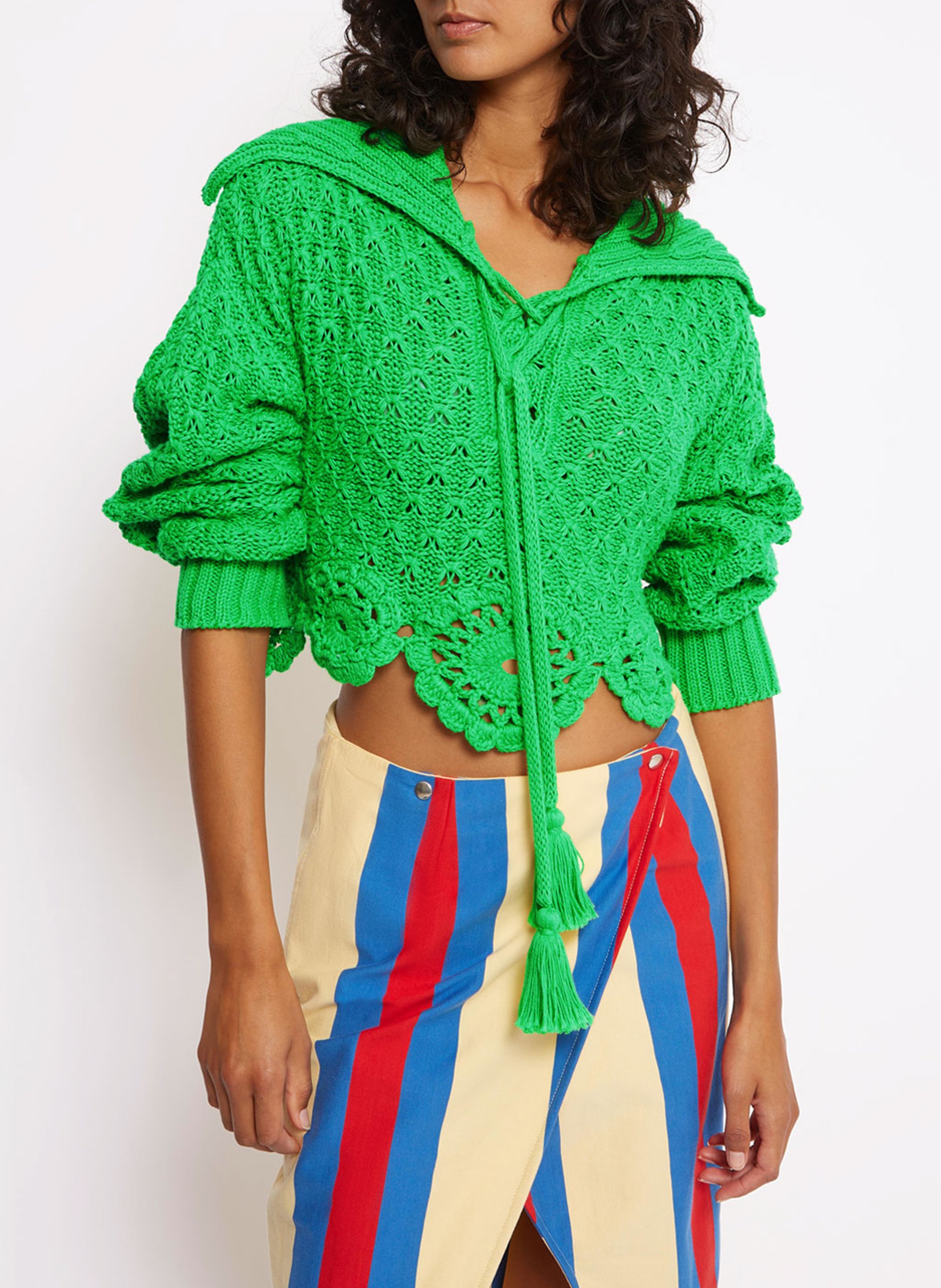 Pull col v en coton ROSEANNA Vert