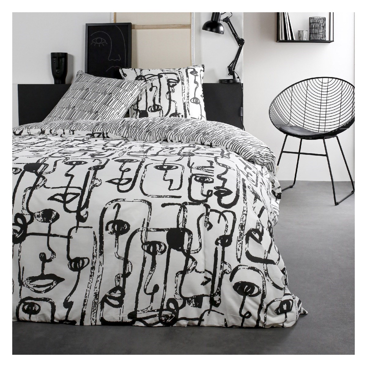 Printed cotton bedding set TODAY LINGE DE MAISON White