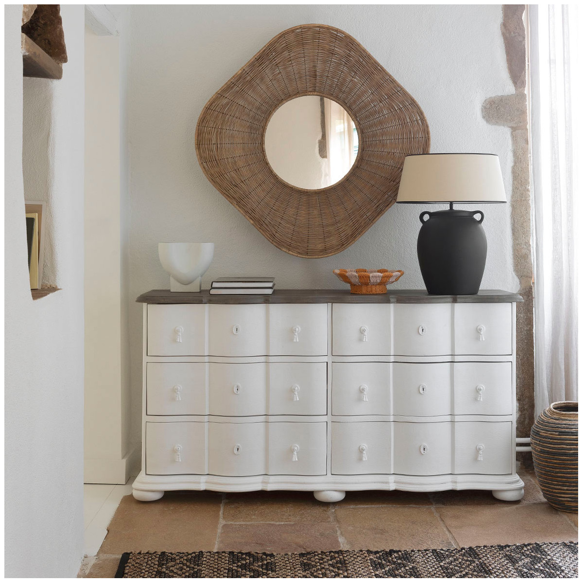 Ceramic amphora table lamp base - ø 29 x 44.5 cm - black BLANC D'IVOIRE Black