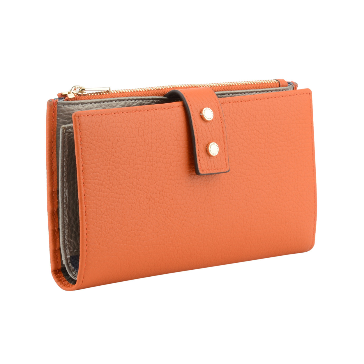 Leather multi-compartment wallet POURCHET Orange