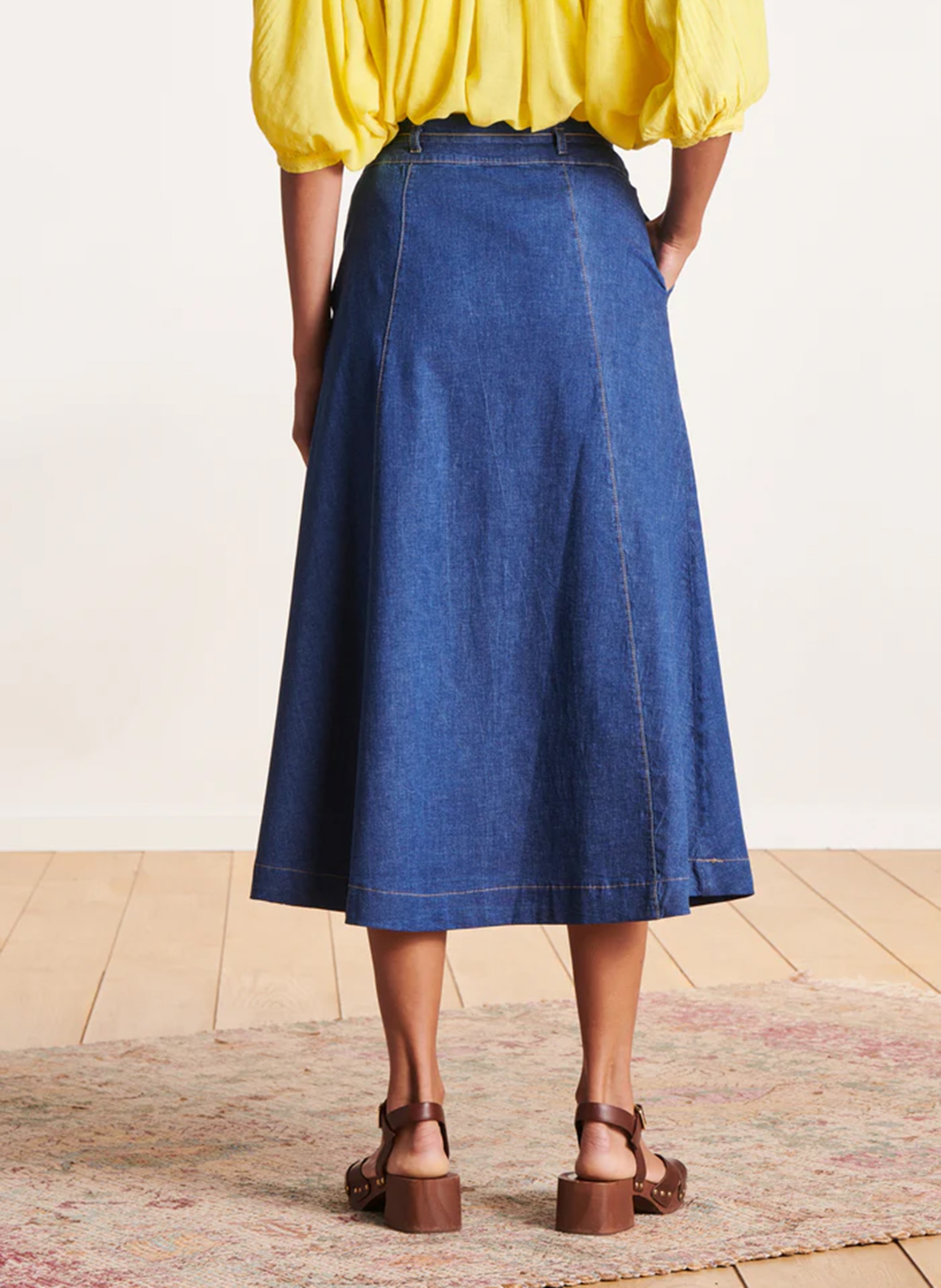 Jupe Midi Place Des Tendances Jupe Jupe Midi évasée En Jean Medium