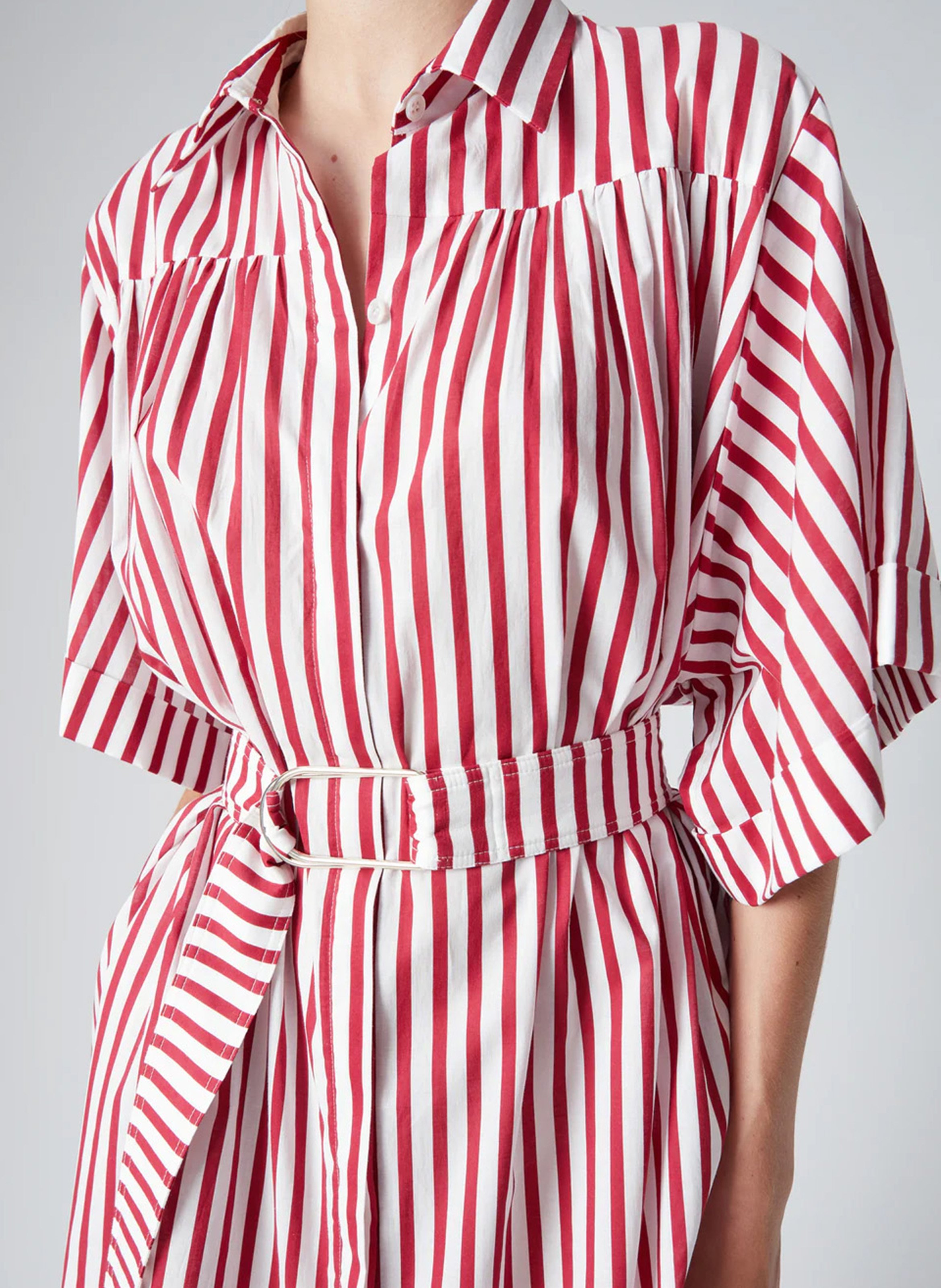 Long cotton dress with classic collar THE LABEL EDITION Red