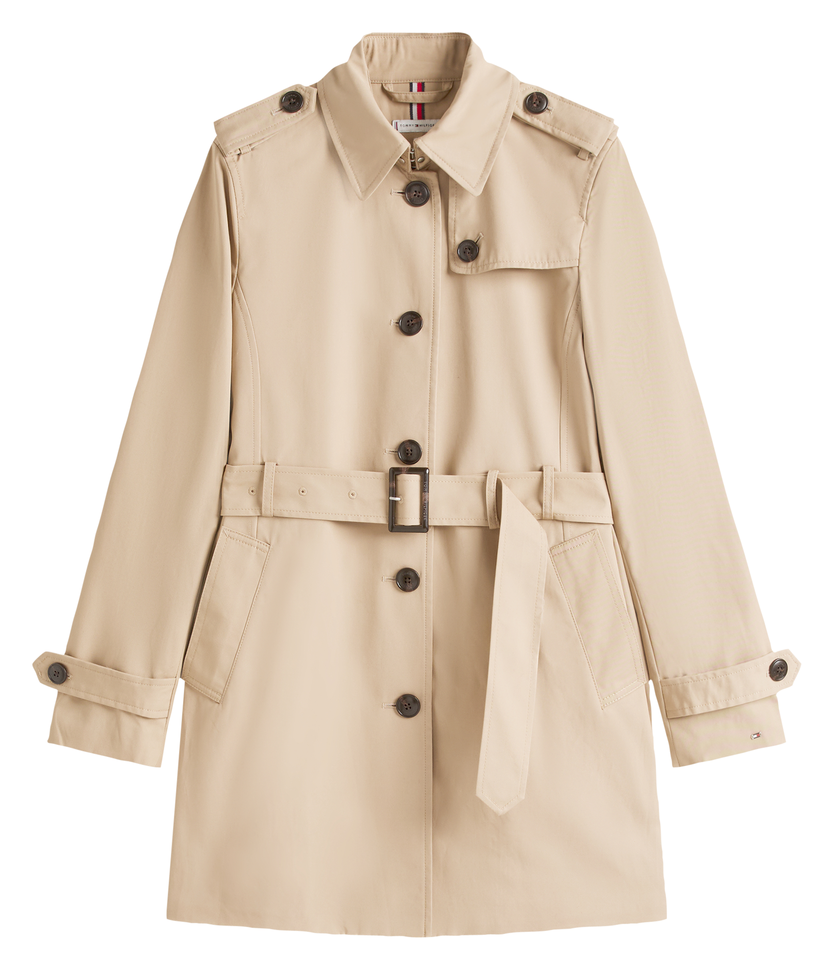 Trench droit en coton bio TOMMY HILFIGER Beige