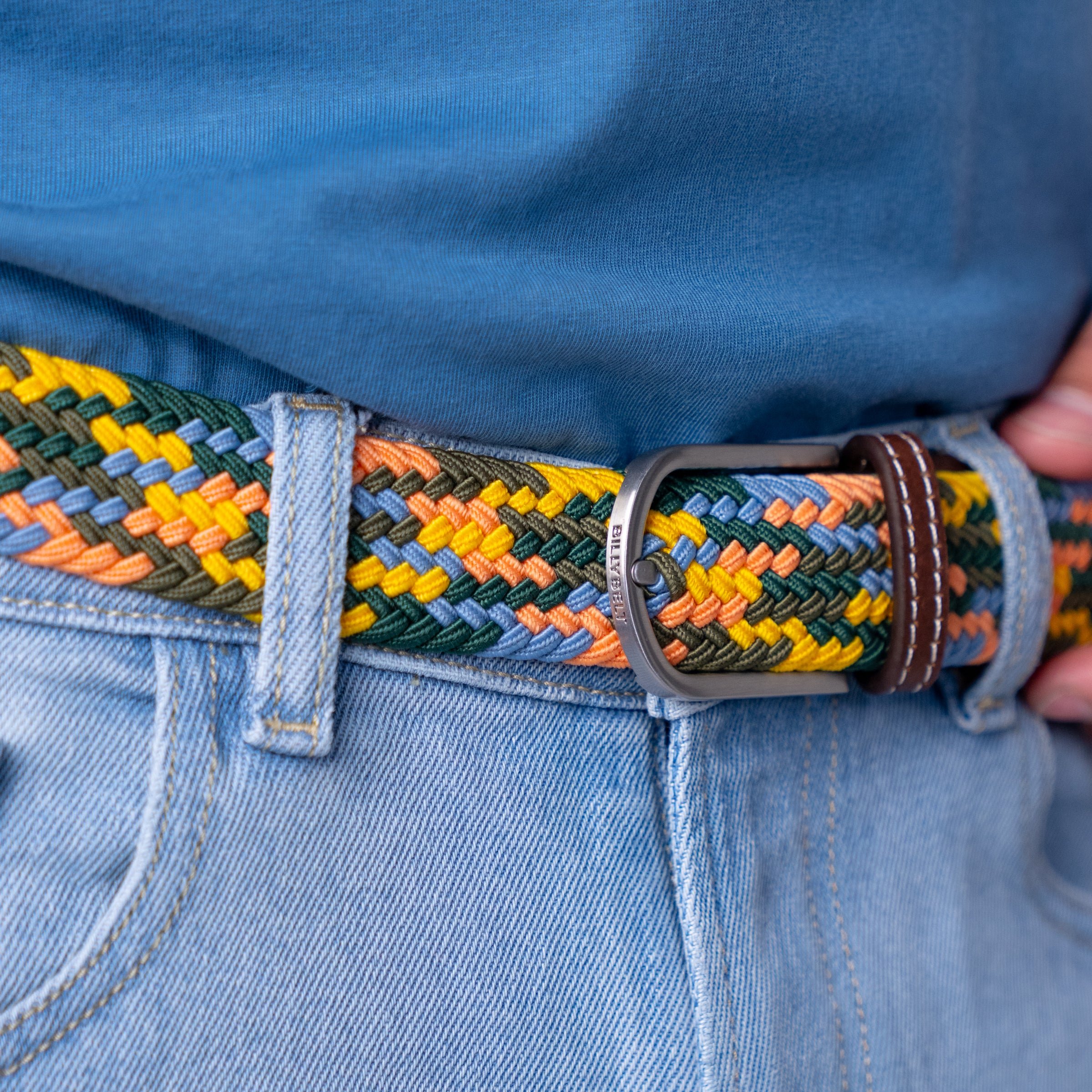 Multicolored braided elastic belt BILLYBELT Multicolored
