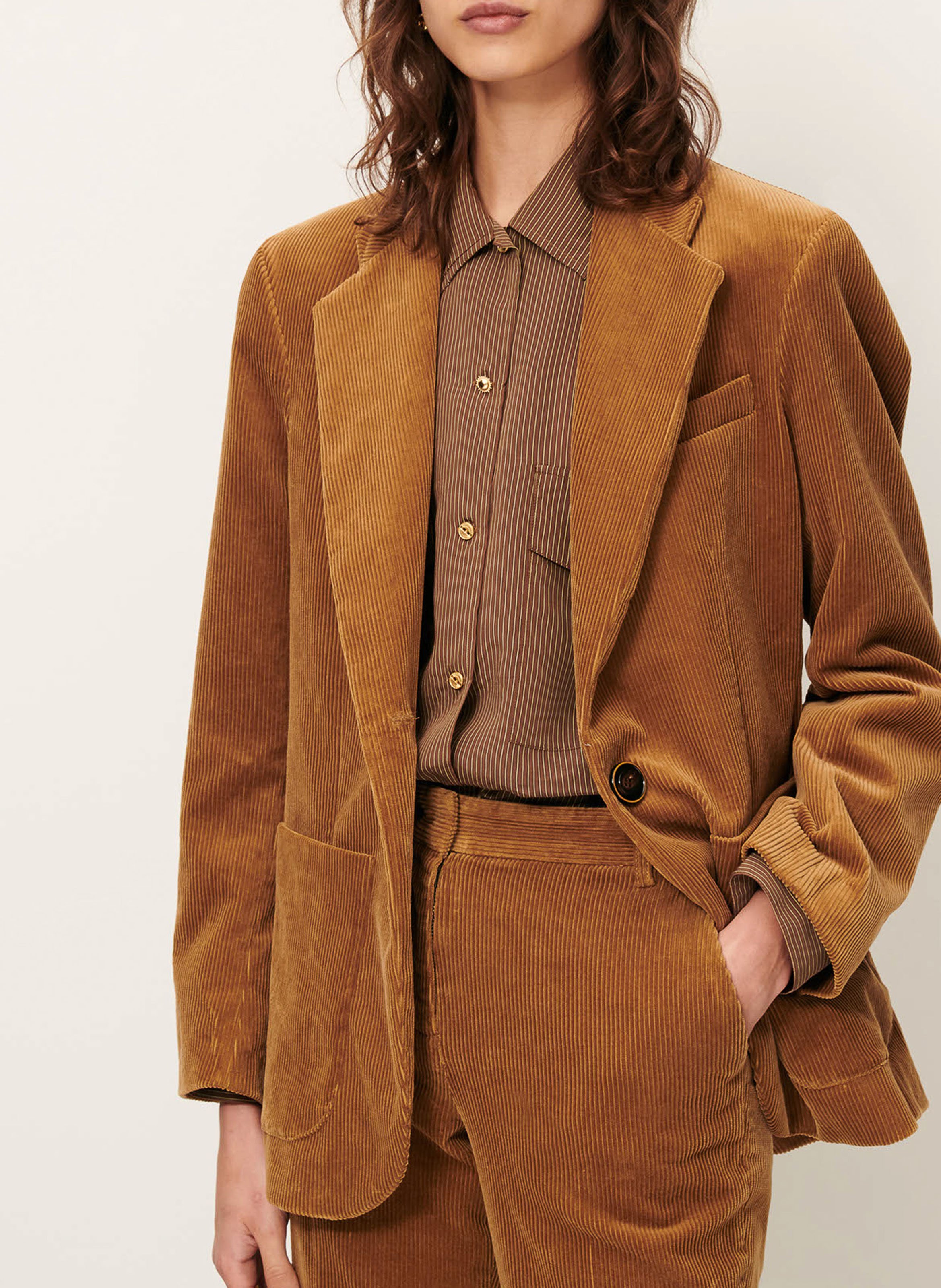 Veste tailleur en velours côtelé SESSUN Marron