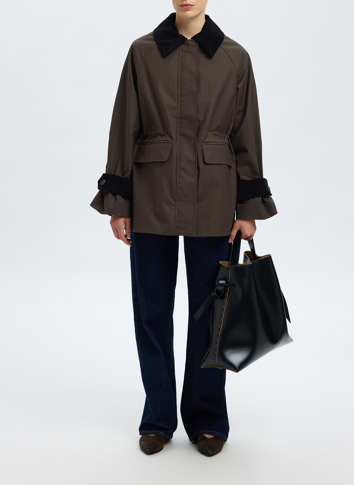 Veste droite en coton SELECTED Marron