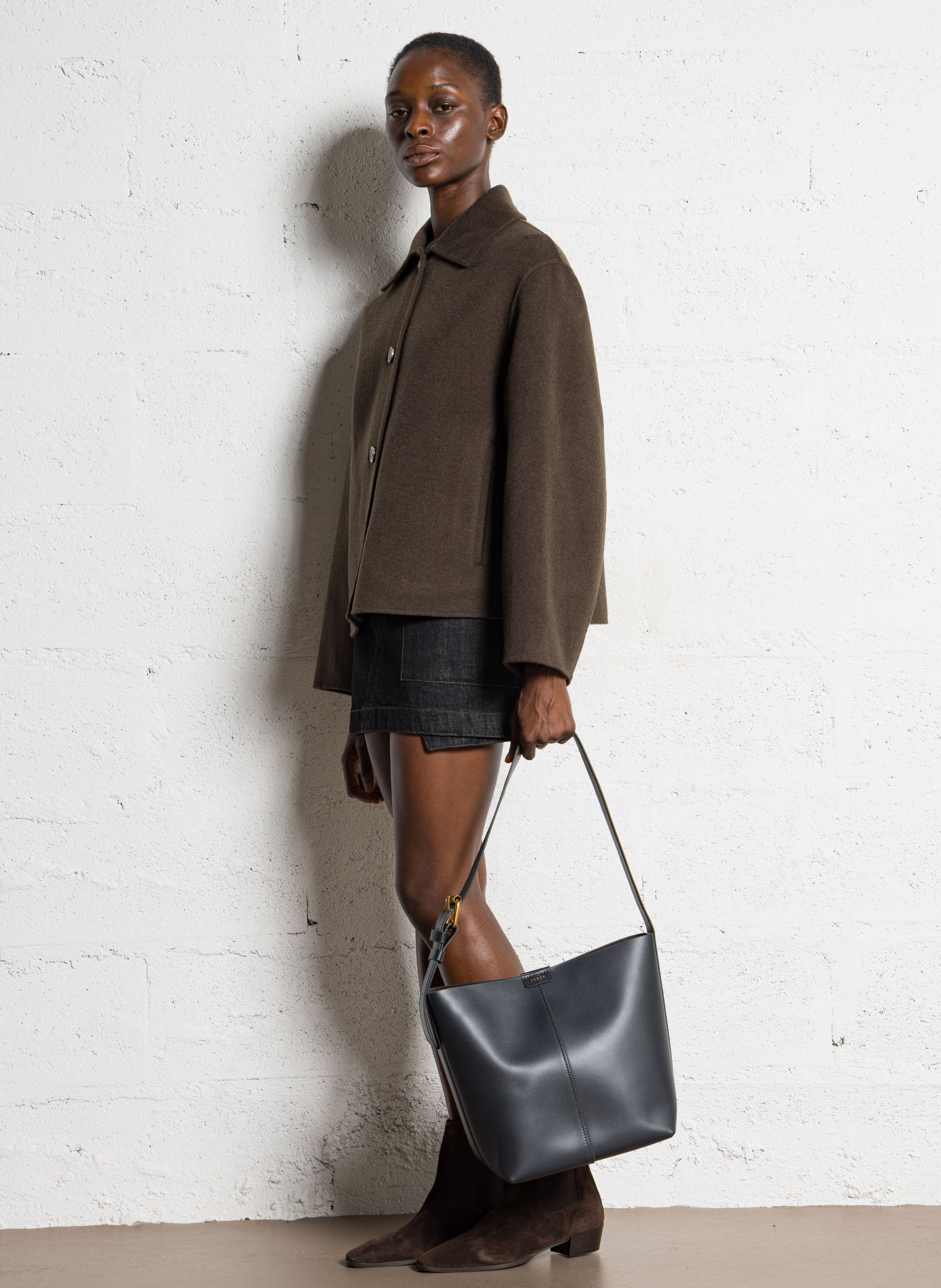 Corina leather bucket bag SOEUR Brown