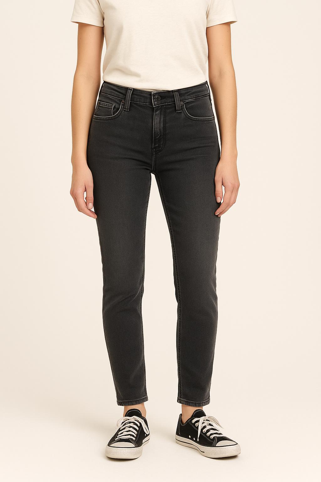 Cropped slim jeans with studs LEE - Seconde Main Grey