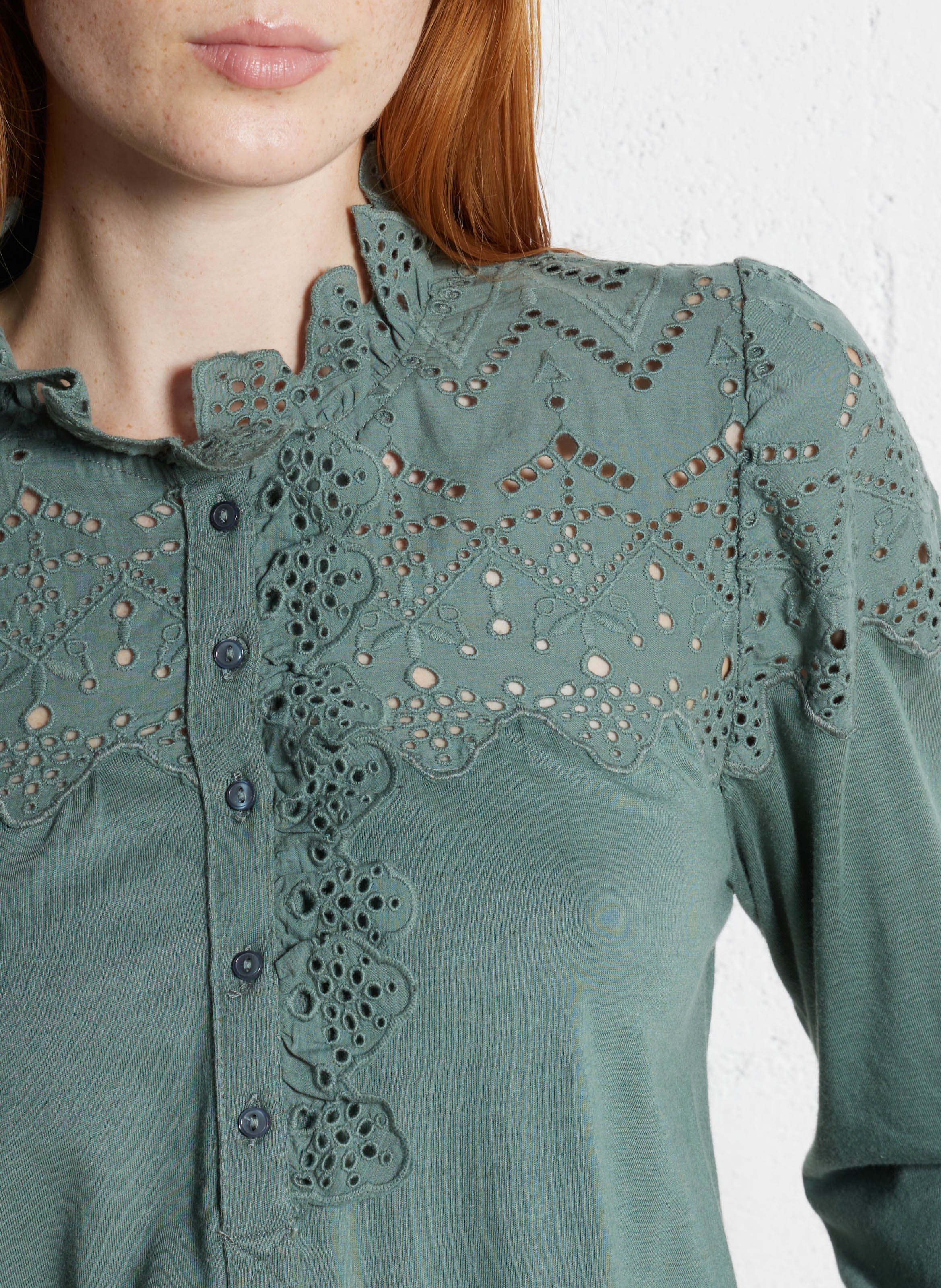 Long-sleeve embroidered top SUD EXPRESS Grey