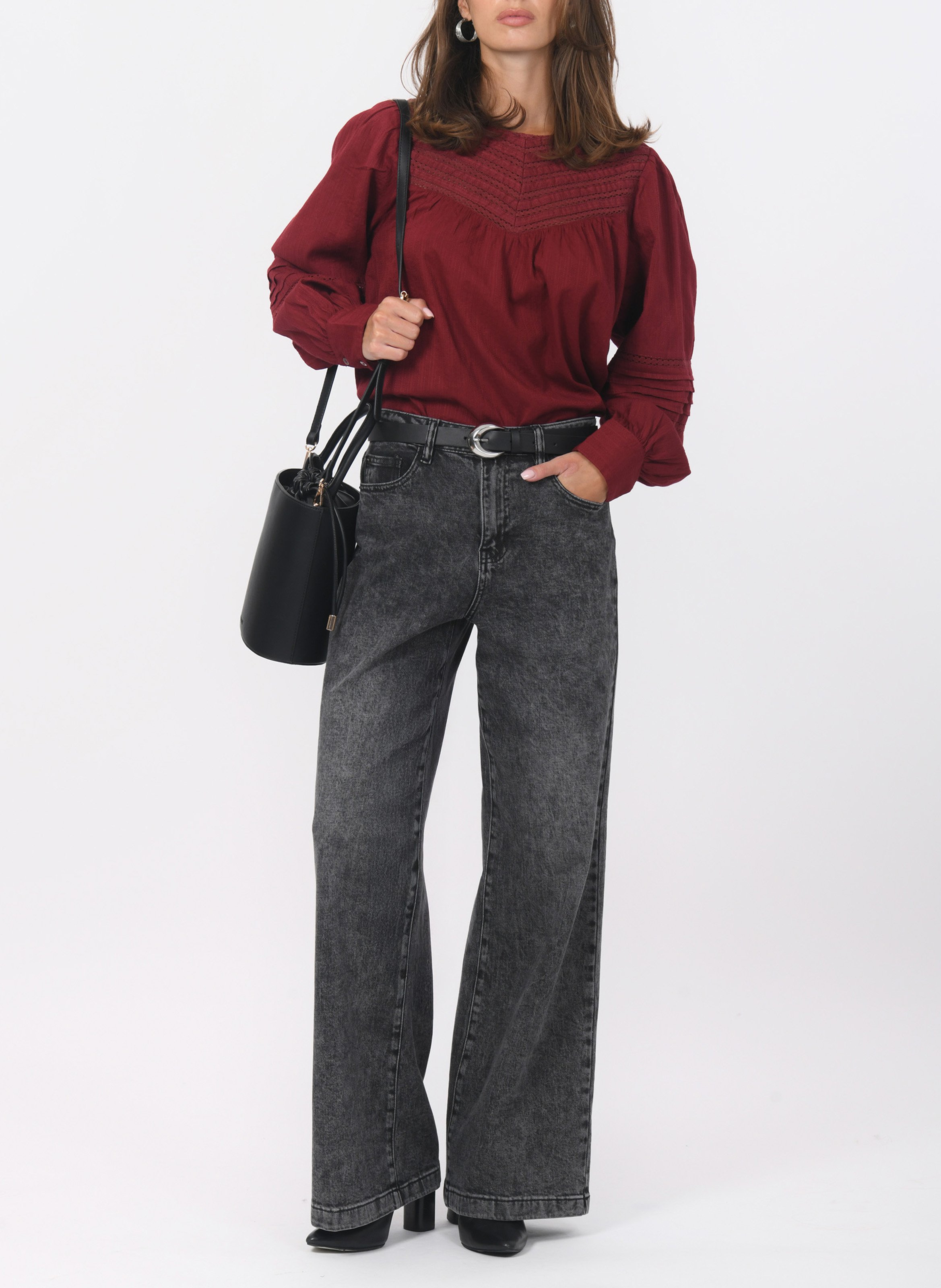 Blouse met ronde hals | katoenblend KOOKAI Rood