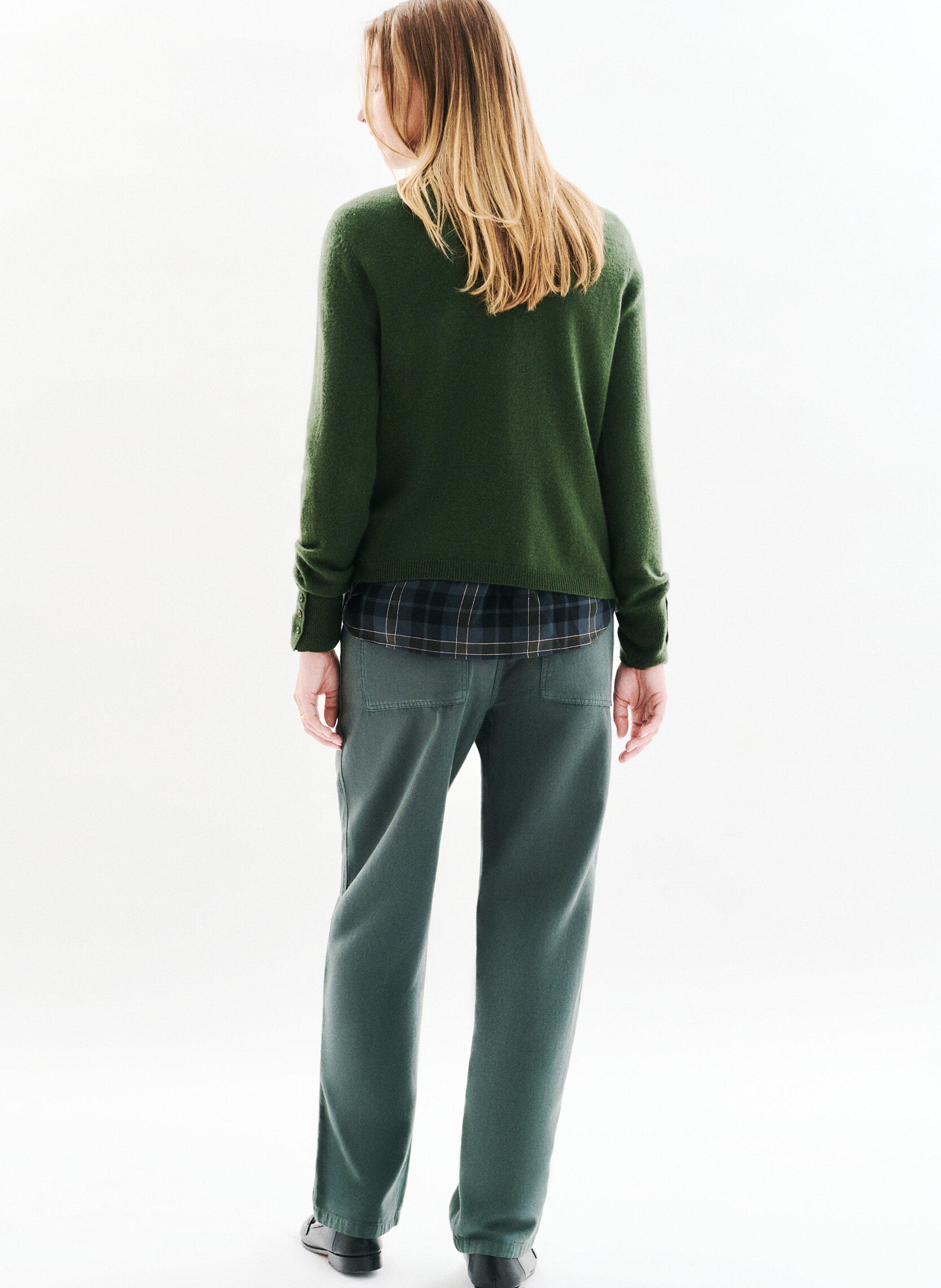 Pull en cachemire col bateau CAROLL Vert