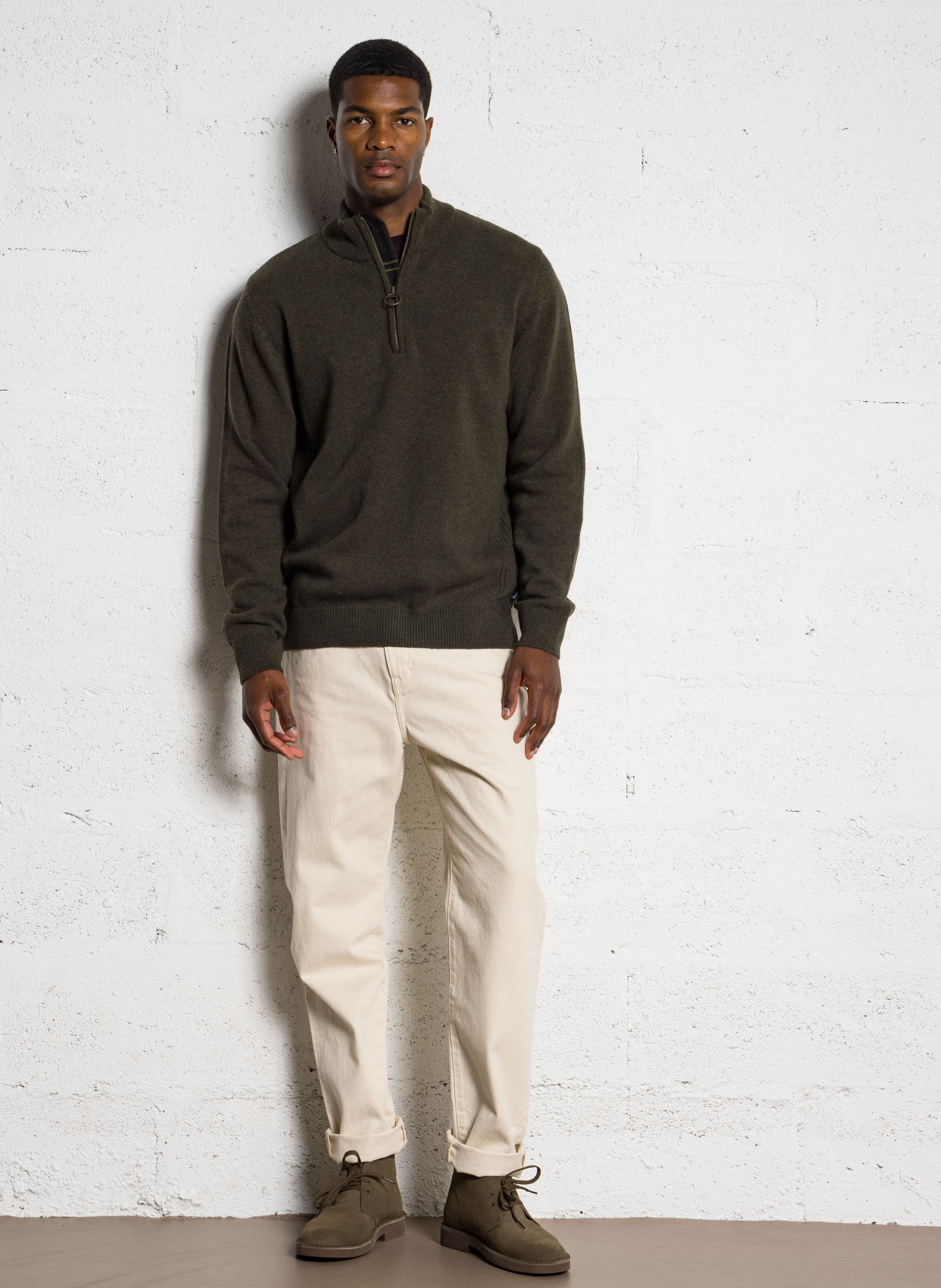 Rechte, wollen trui BARBOUR Kaki