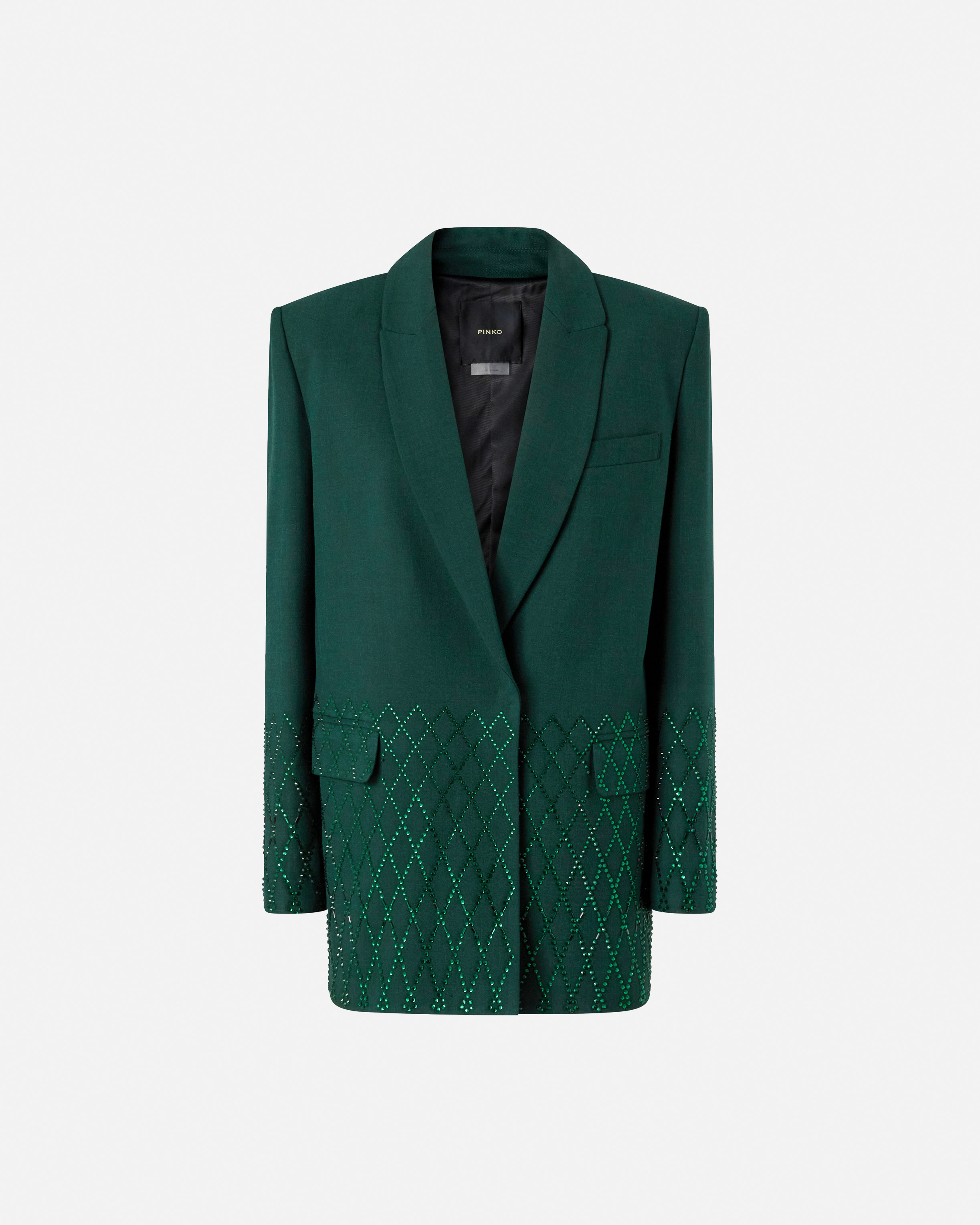 Oversized blazer with rhinestones PINKO Green