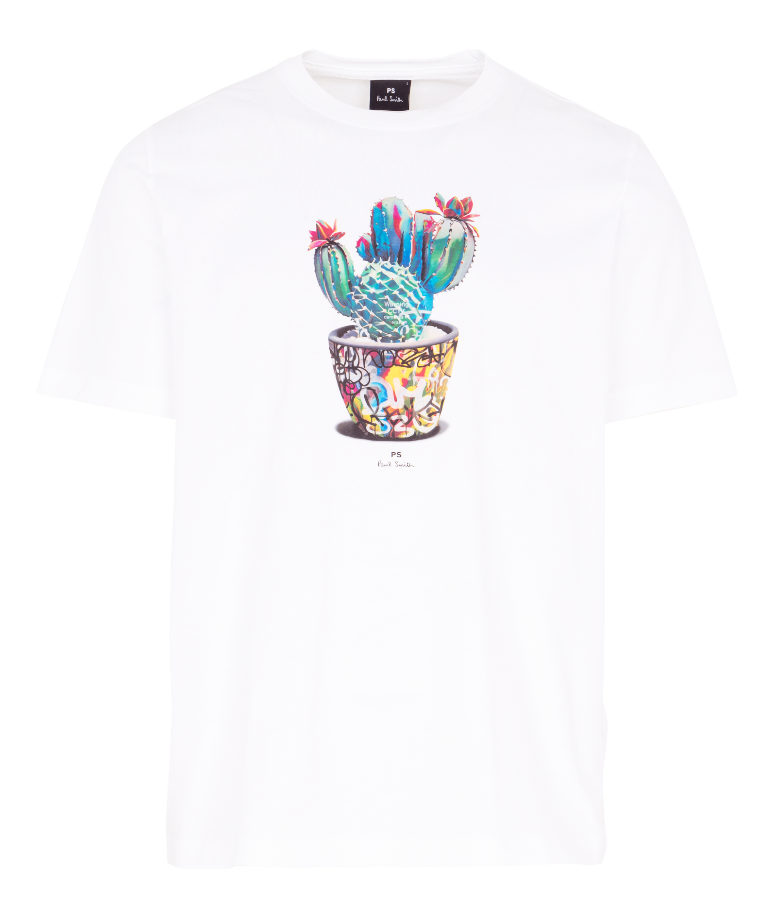Straight round neck printed organic cotton t-shirt PAUL SMITH White