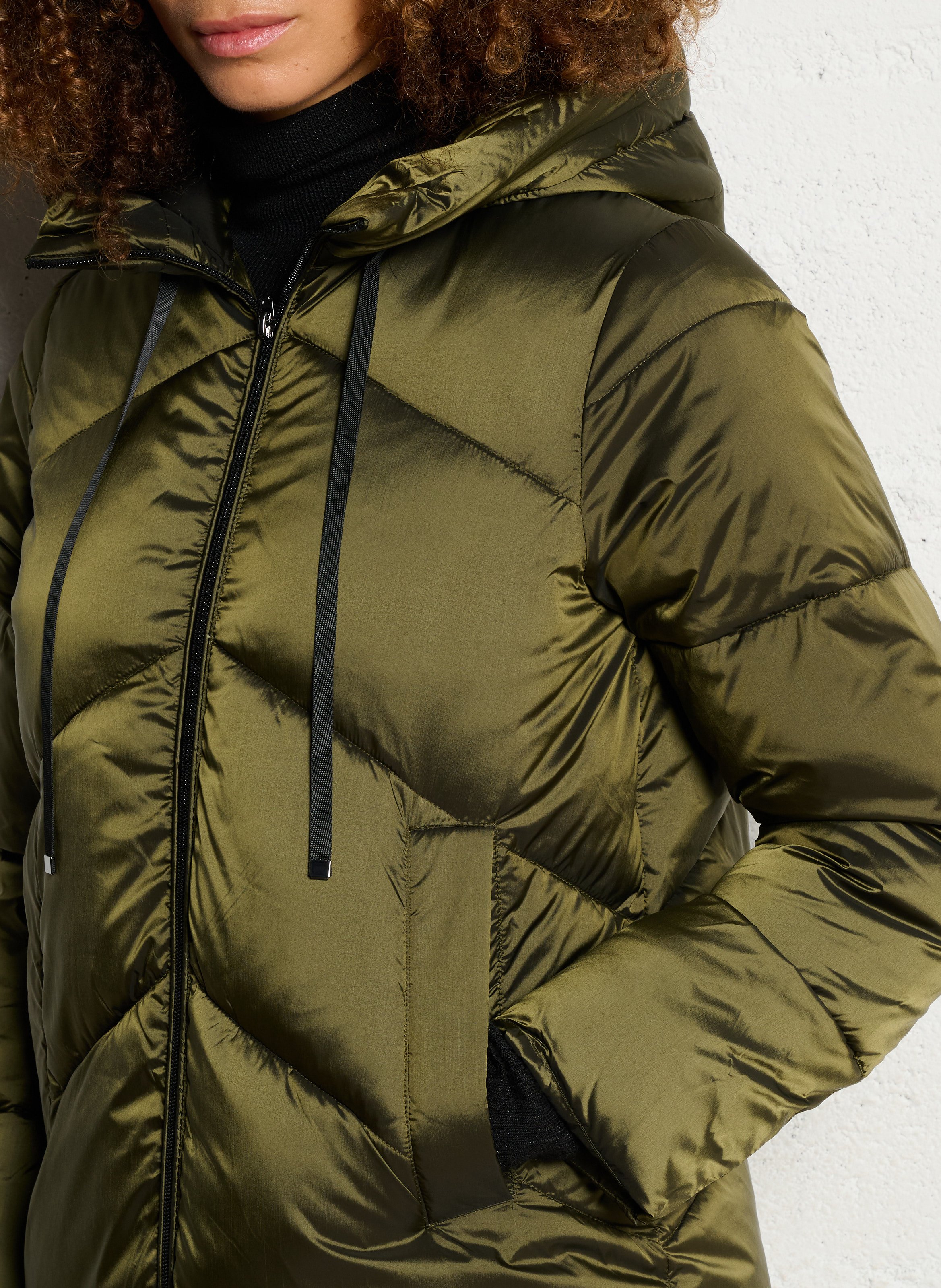 Quilted straight down jacket LE TEMPS DES CERISES Green