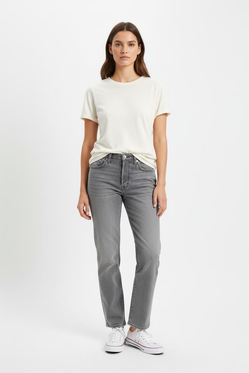 Cropped slim jeans with studs LEVI'S - Seconde main Grey