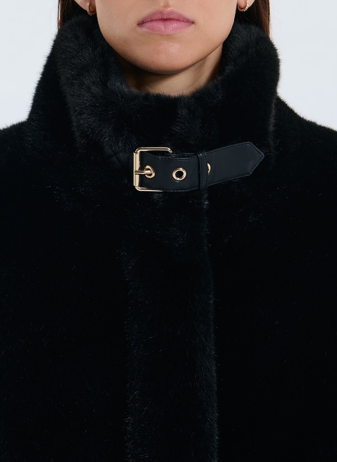 High-neck faux fur jacket ZAPA Black