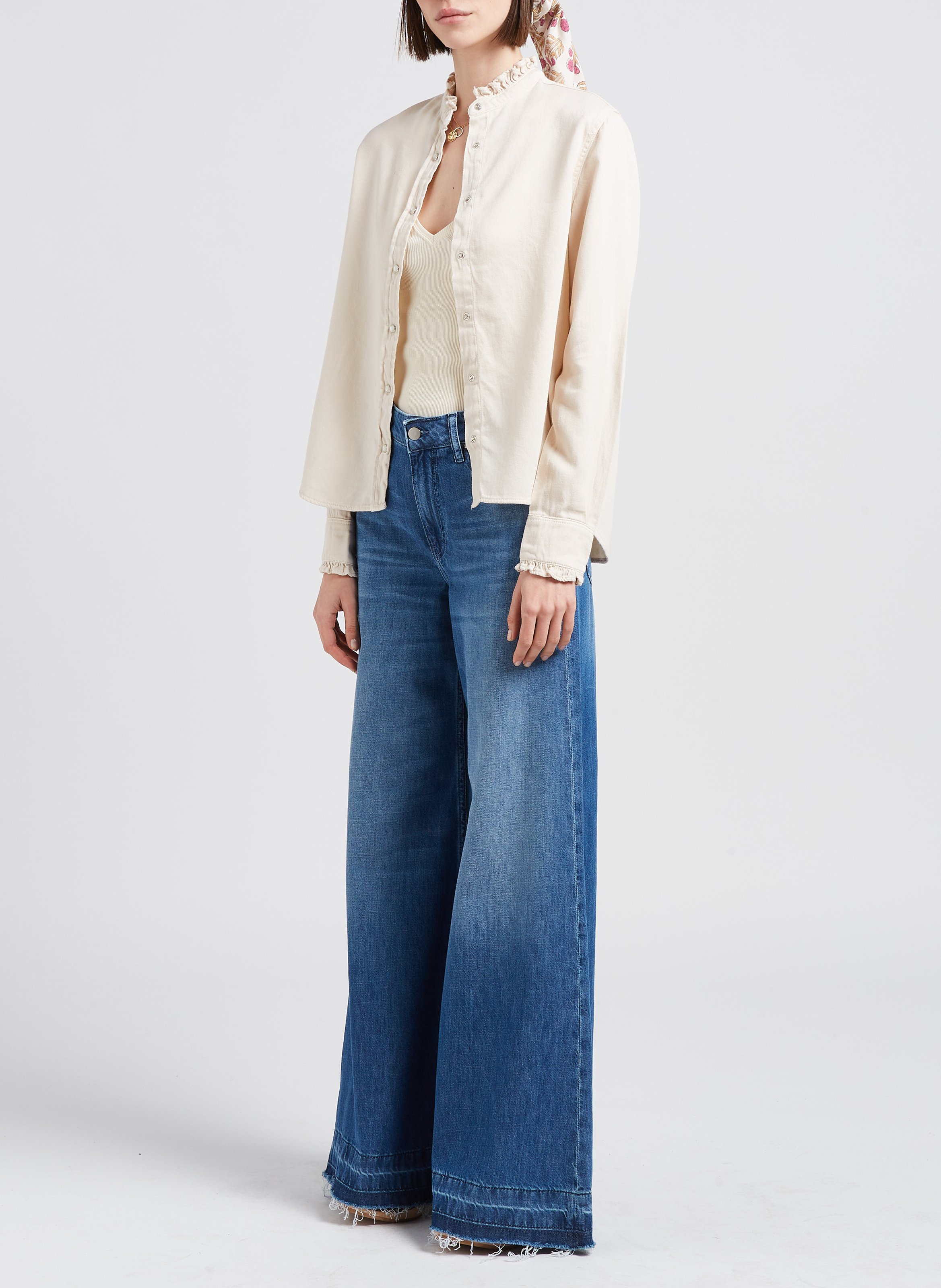 Chemise col victorien en coton  ACQUAVERDE Blanc