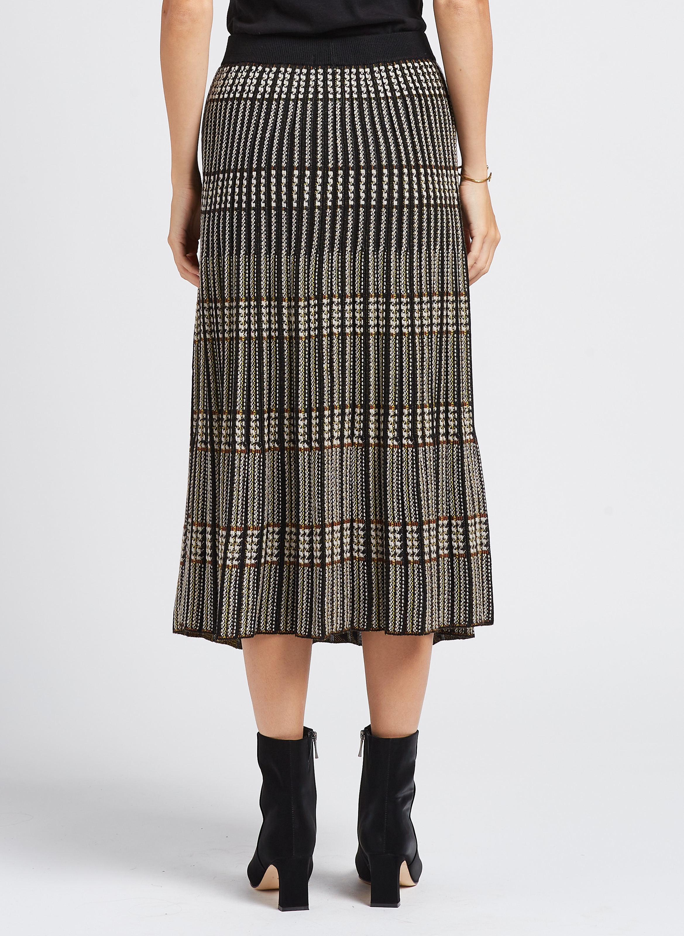 Midi Plissee Jacquard Rock MES DEMOISELLES Schwarz