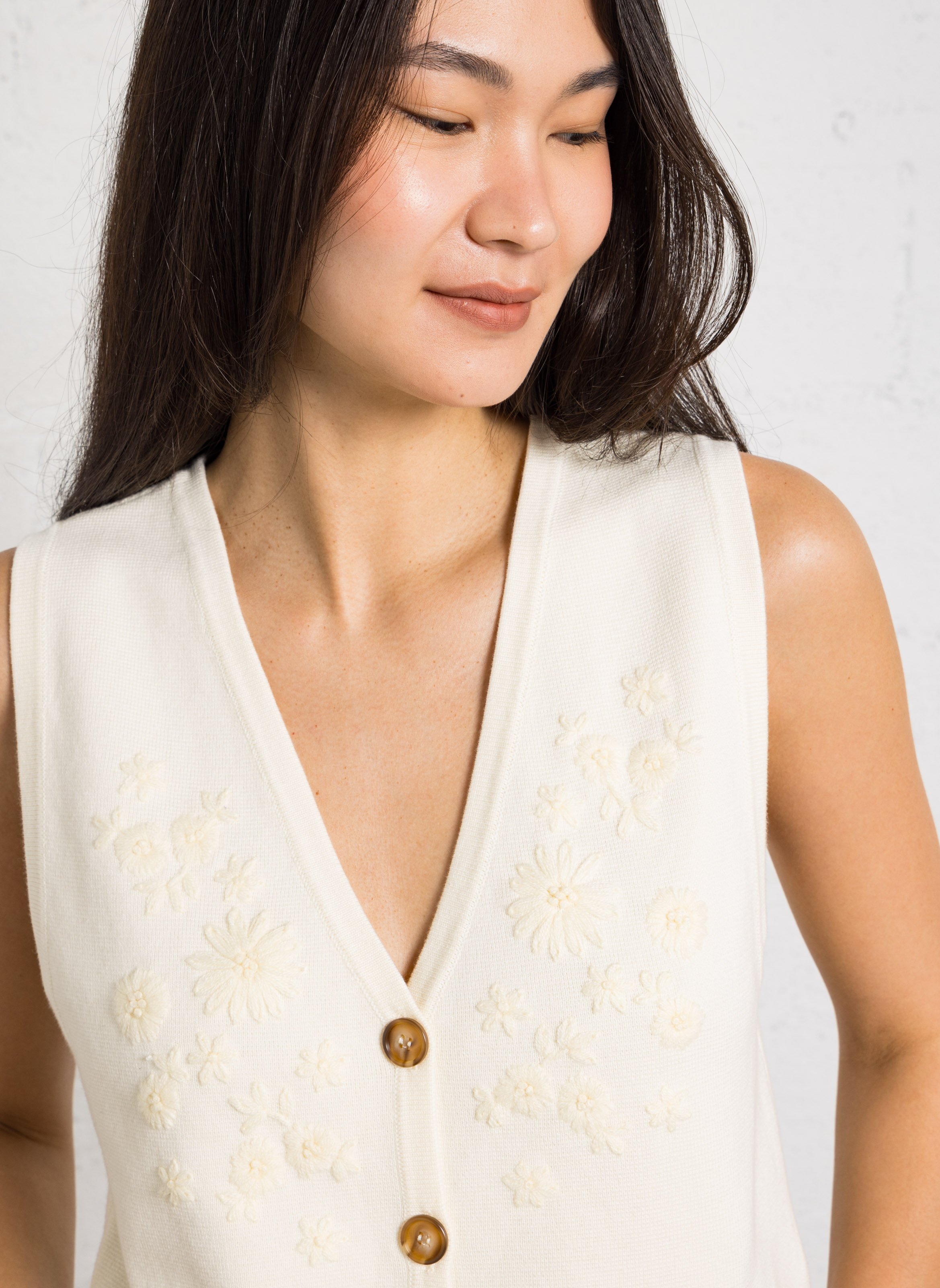 Gilet droit col V  LOUISE MISHA Blanc