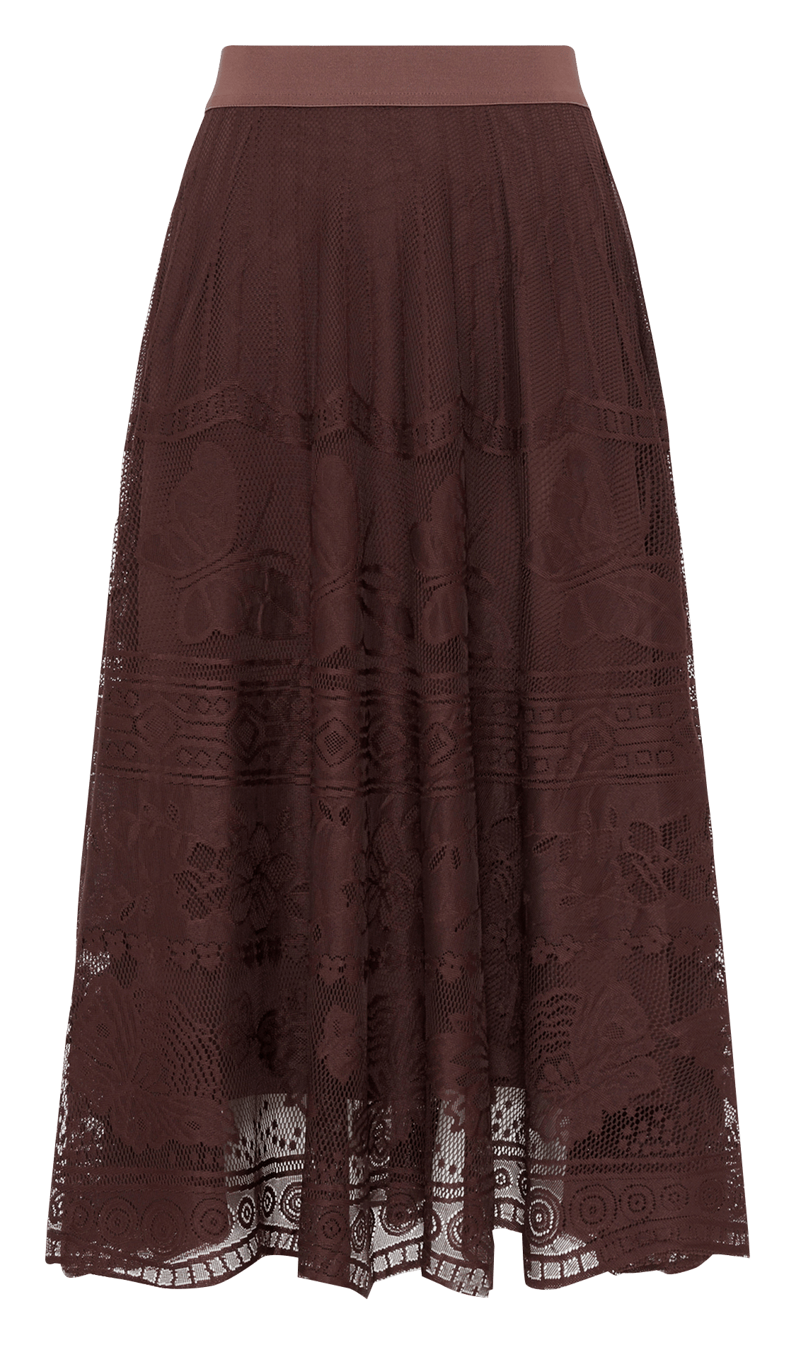 Jupe midi évasée en dentelle GERARD DAREL Marron