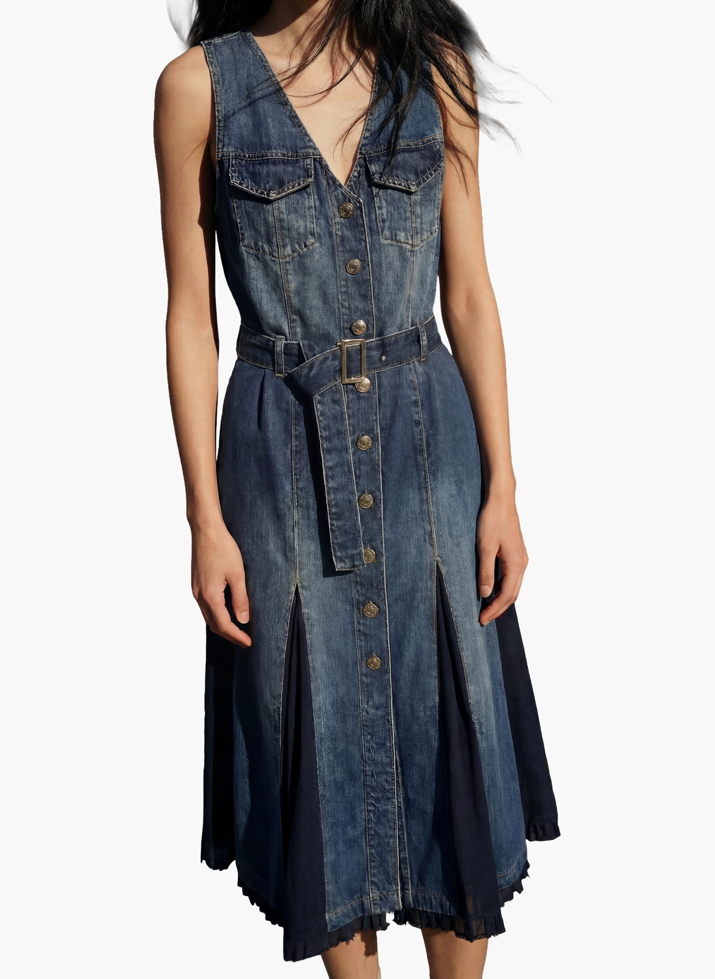 Robe midi col V  DESIGUAL Bleu