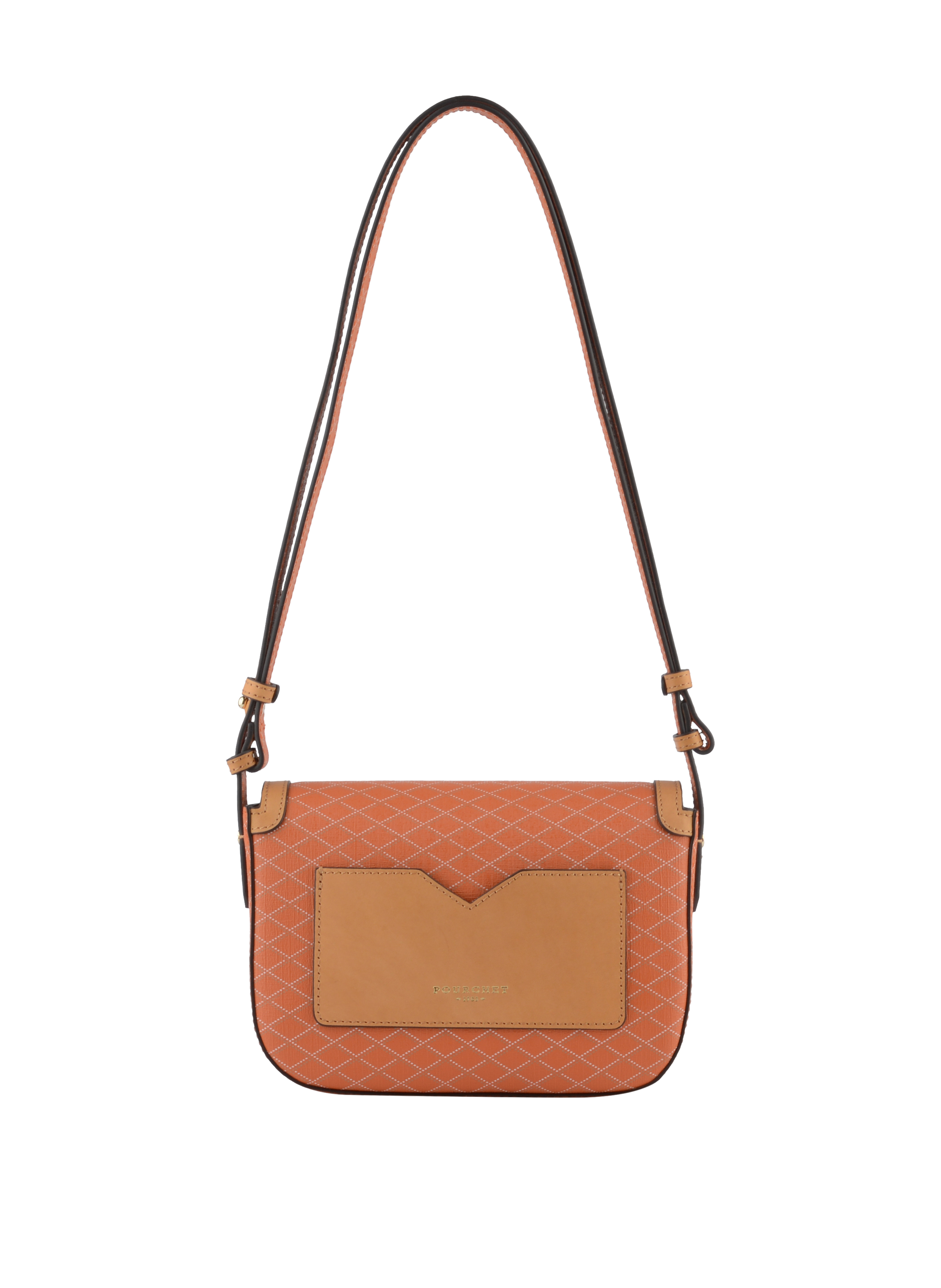 Coated canvas shoulder bag POURCHET Orange