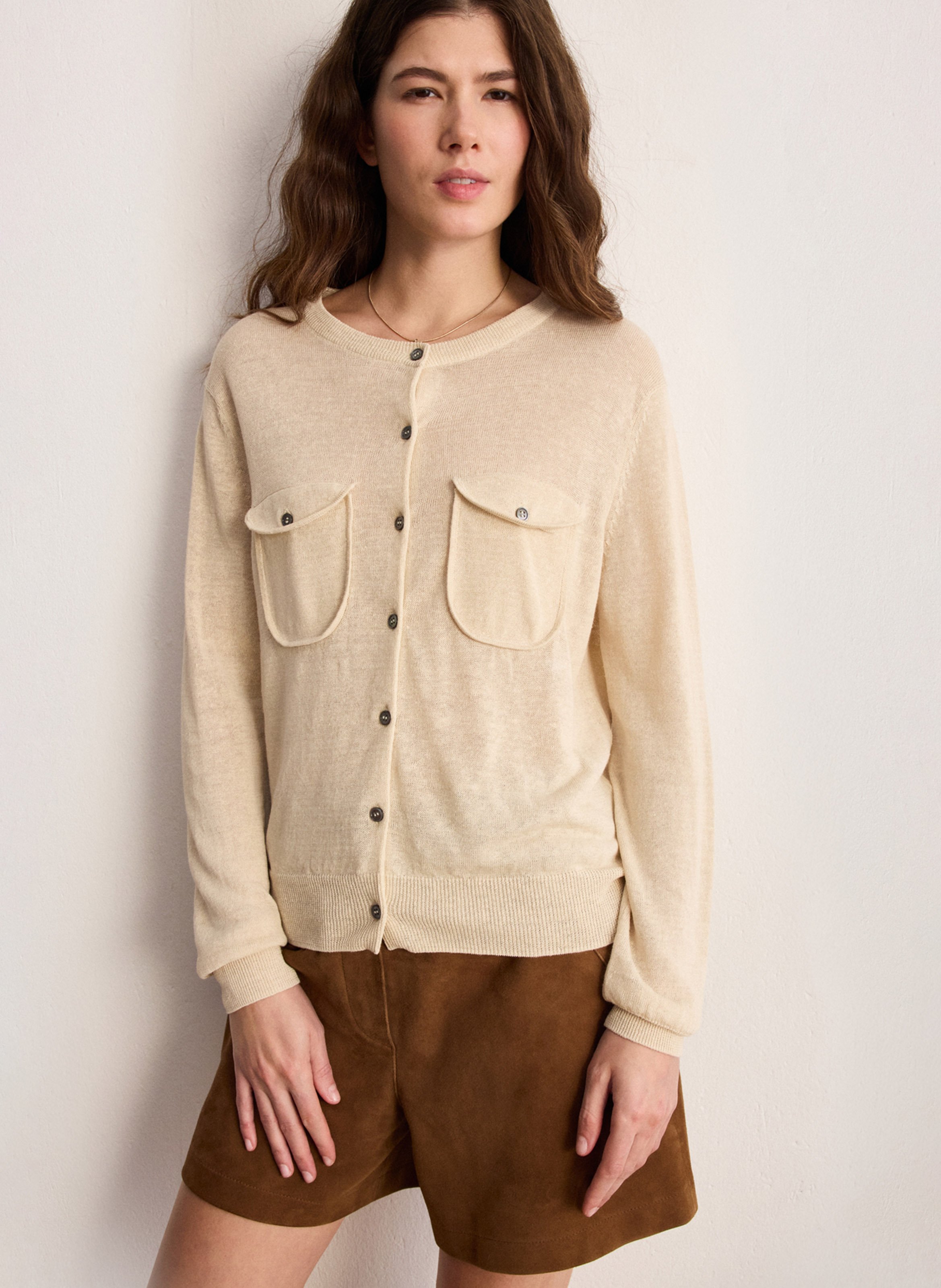 Rundhalsausschnitt aus Leinenmischung PABLO