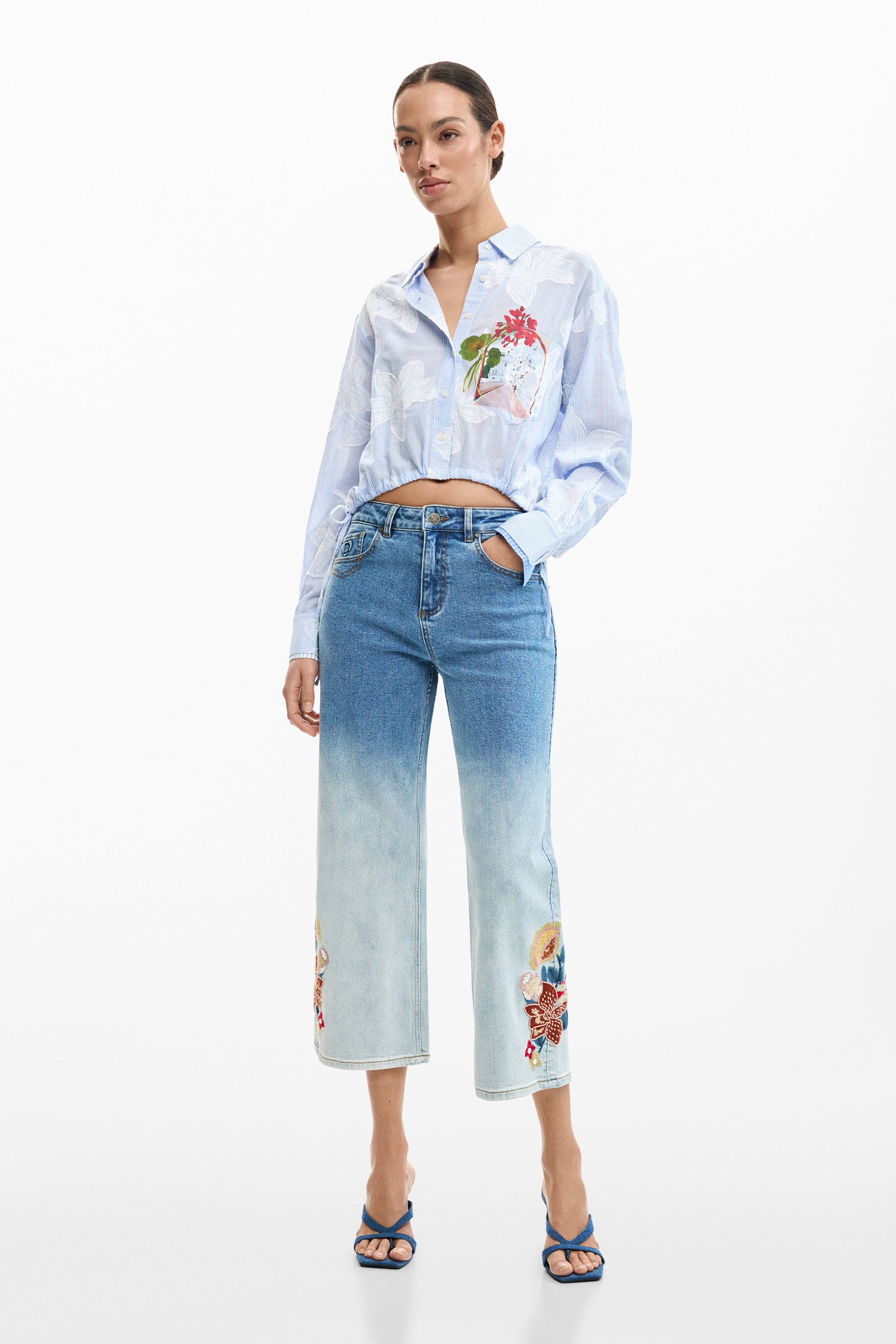Wijde jeans met verwassen effect DESIGUAL Blauw