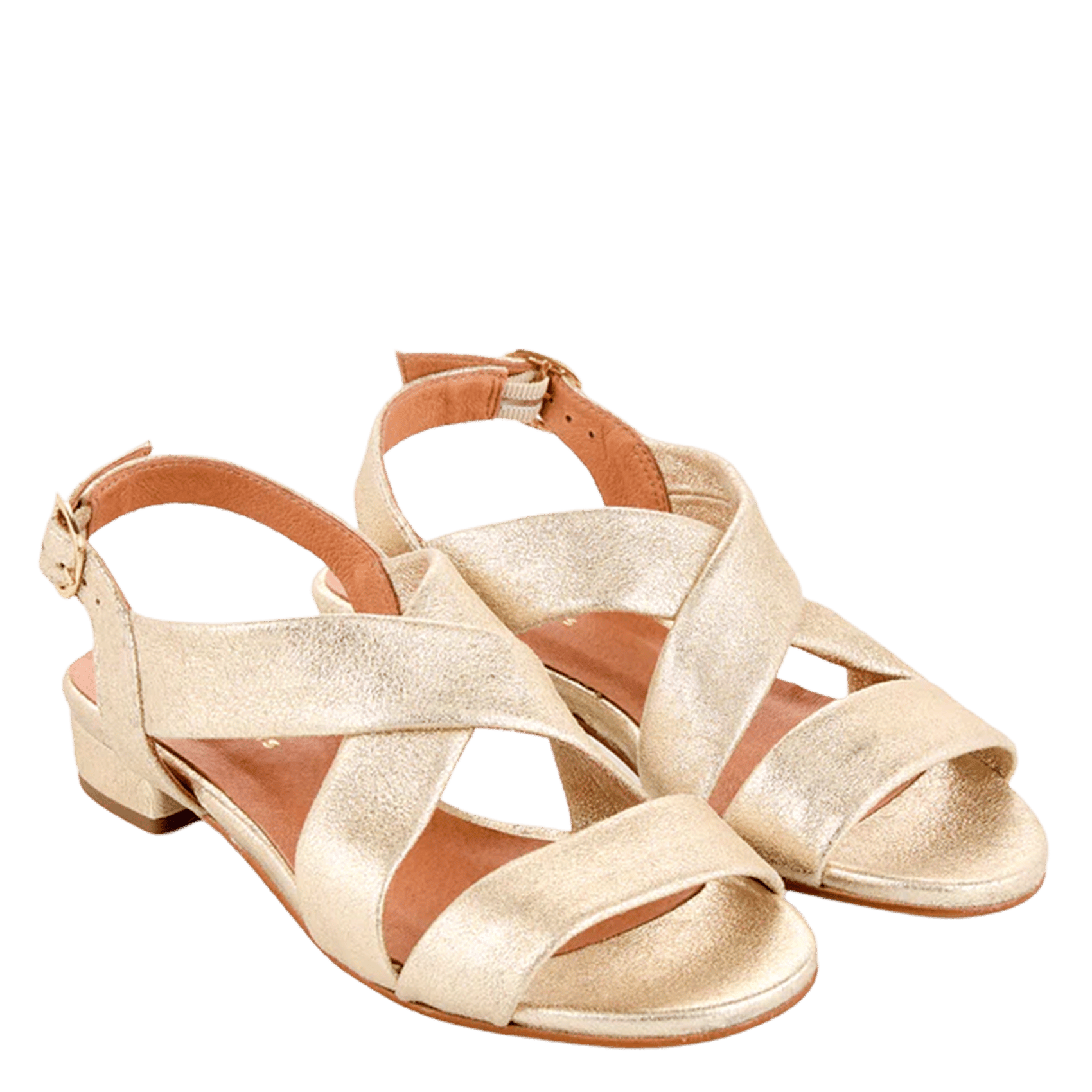 Platte sandalen van glinsterend leer COSMOPARIS Goudkleurig