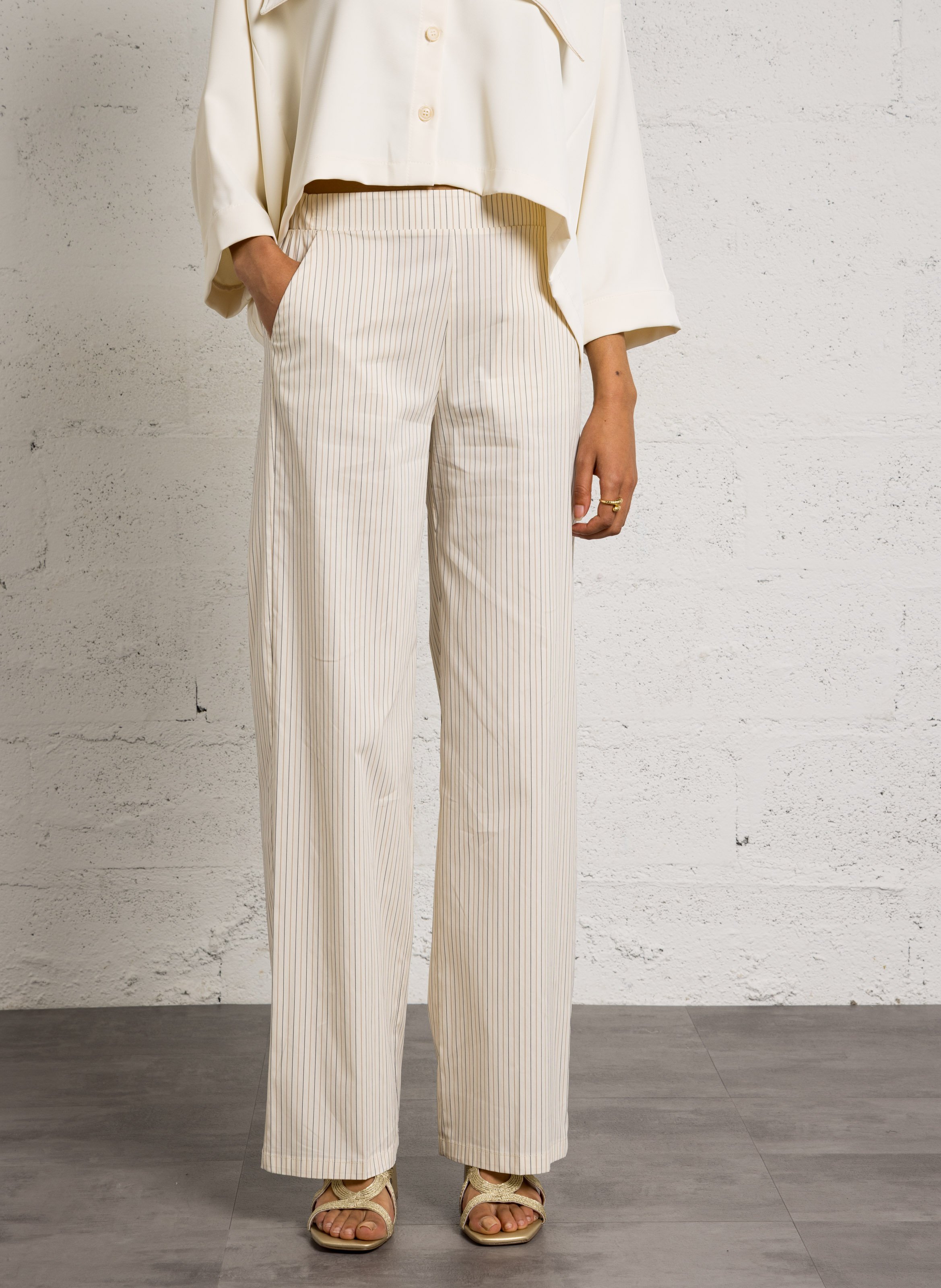 Pantaloni dritti a righe in misto cotone IMPERIAL