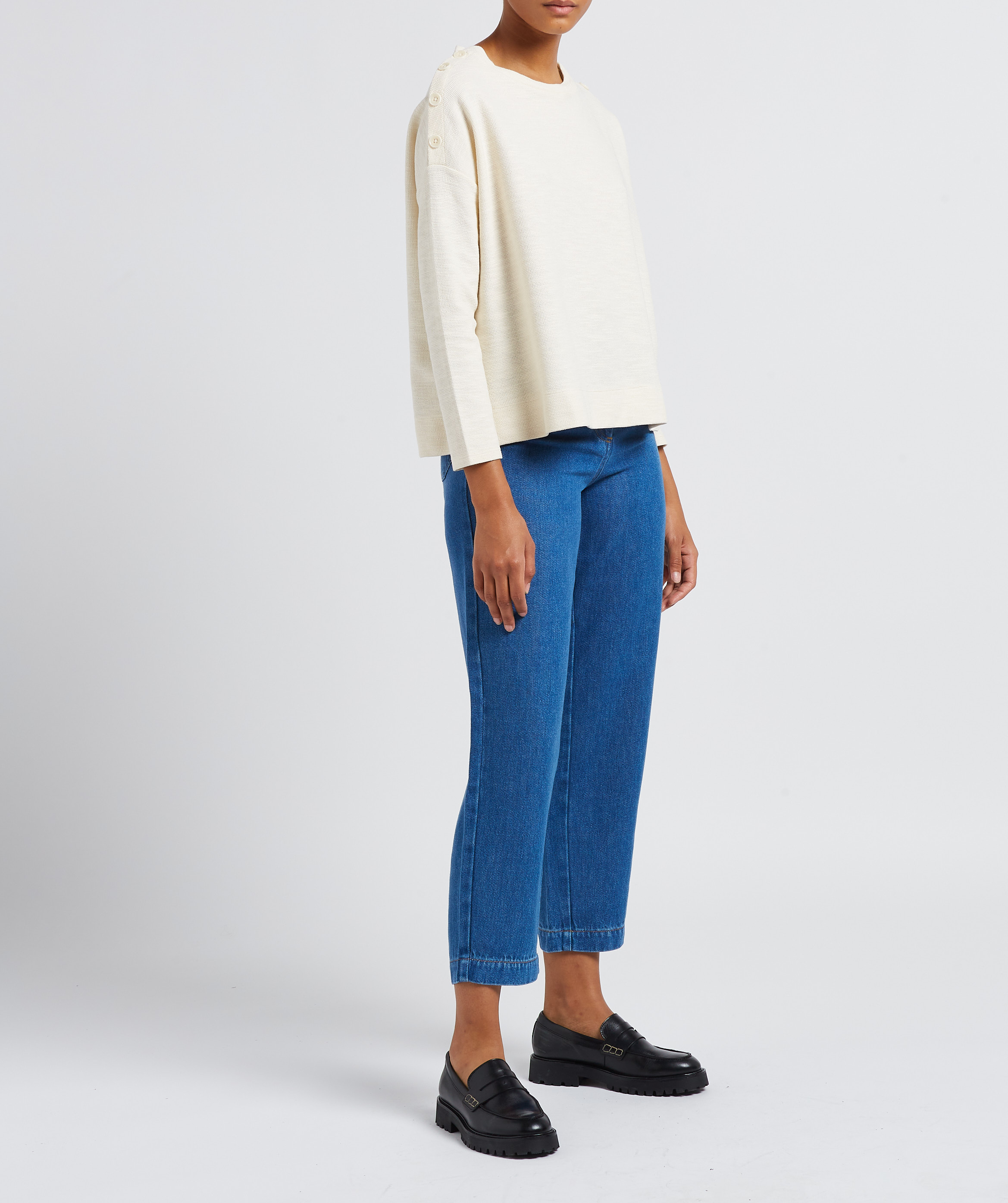 Pull fin col rond en coton mélangé SESSUN Beige