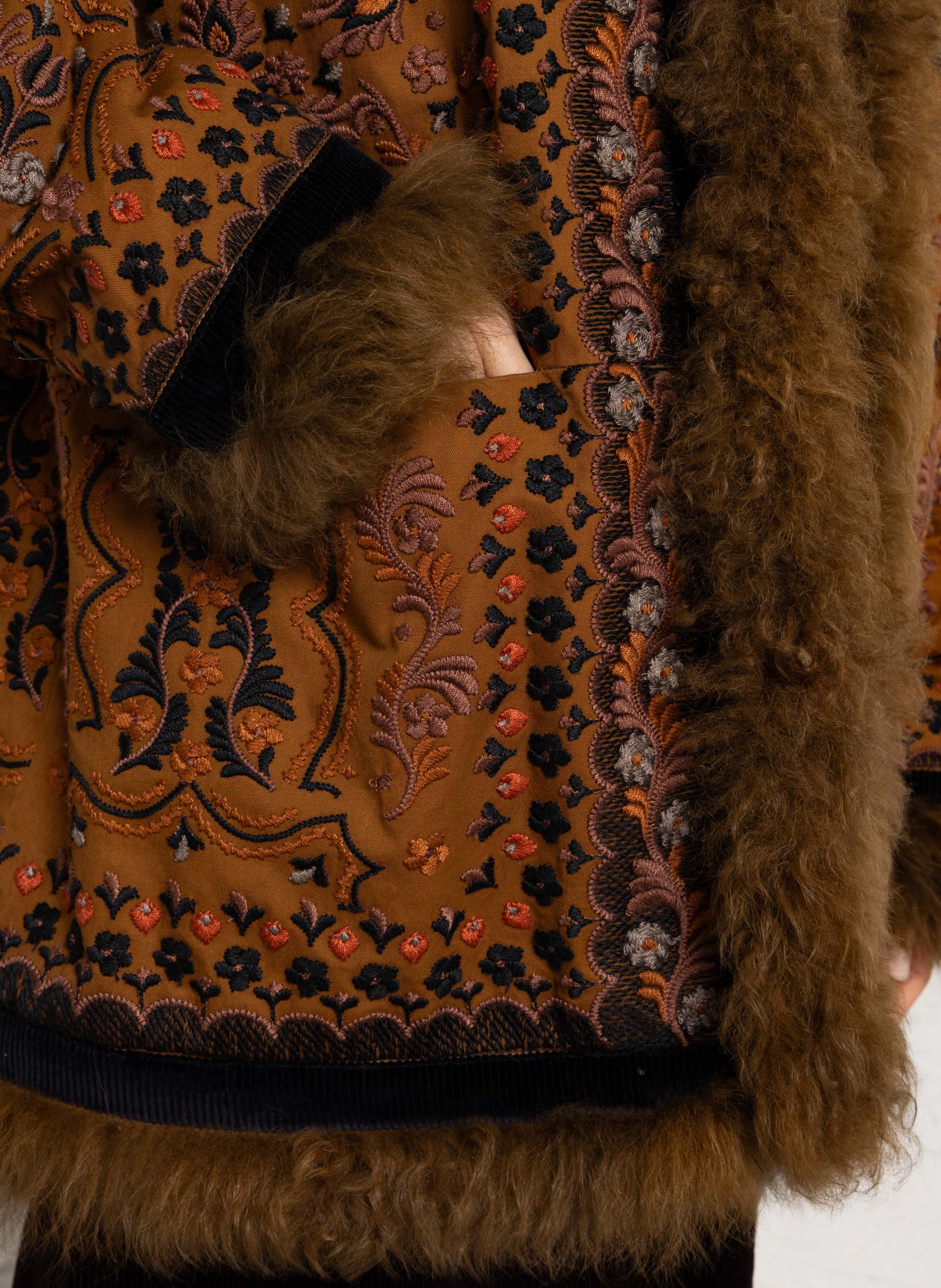 Embroidered cotton jacket ANTIK BATIK Brown