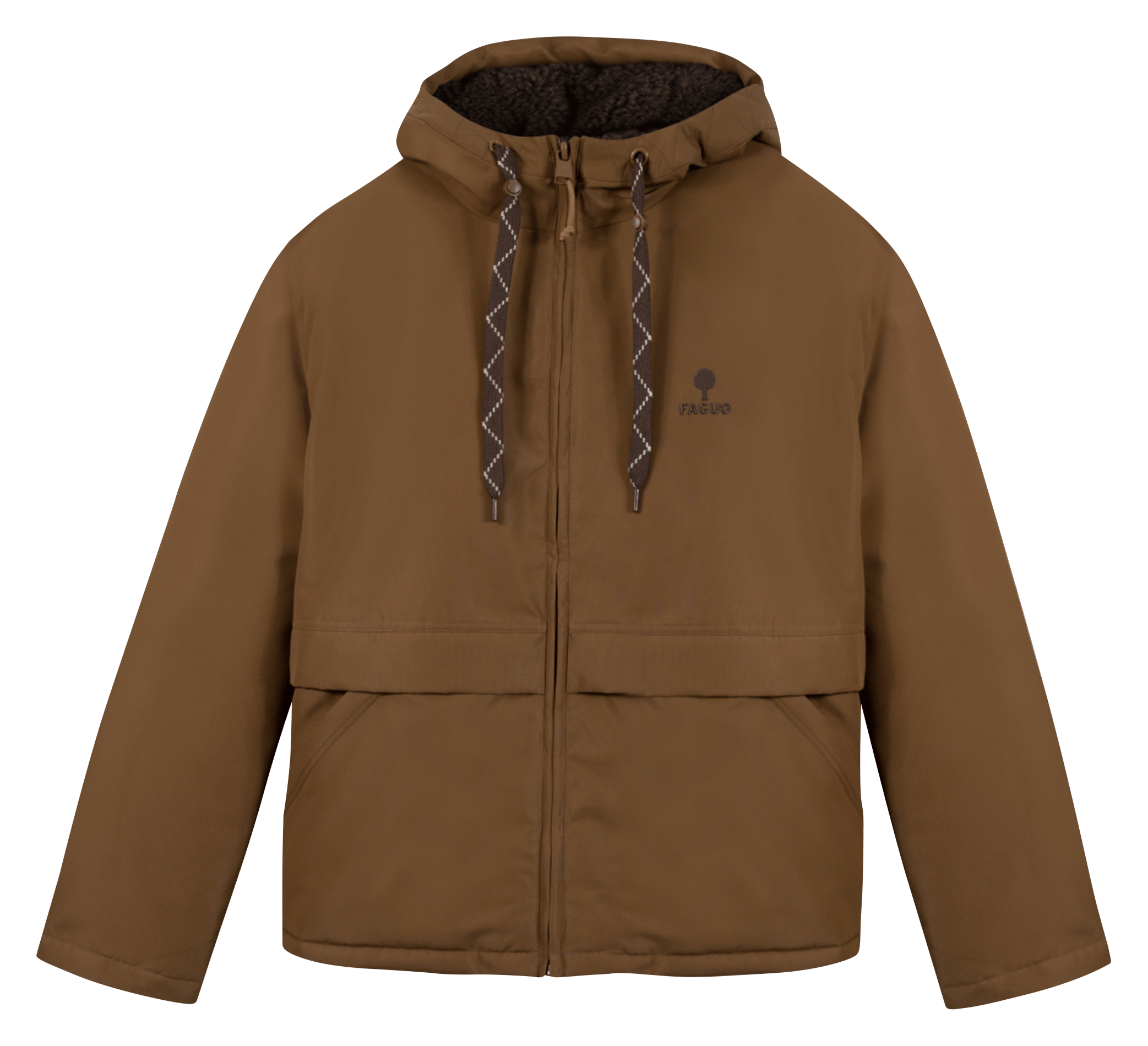 Parka courte et droite à capuche FAGUO Marron