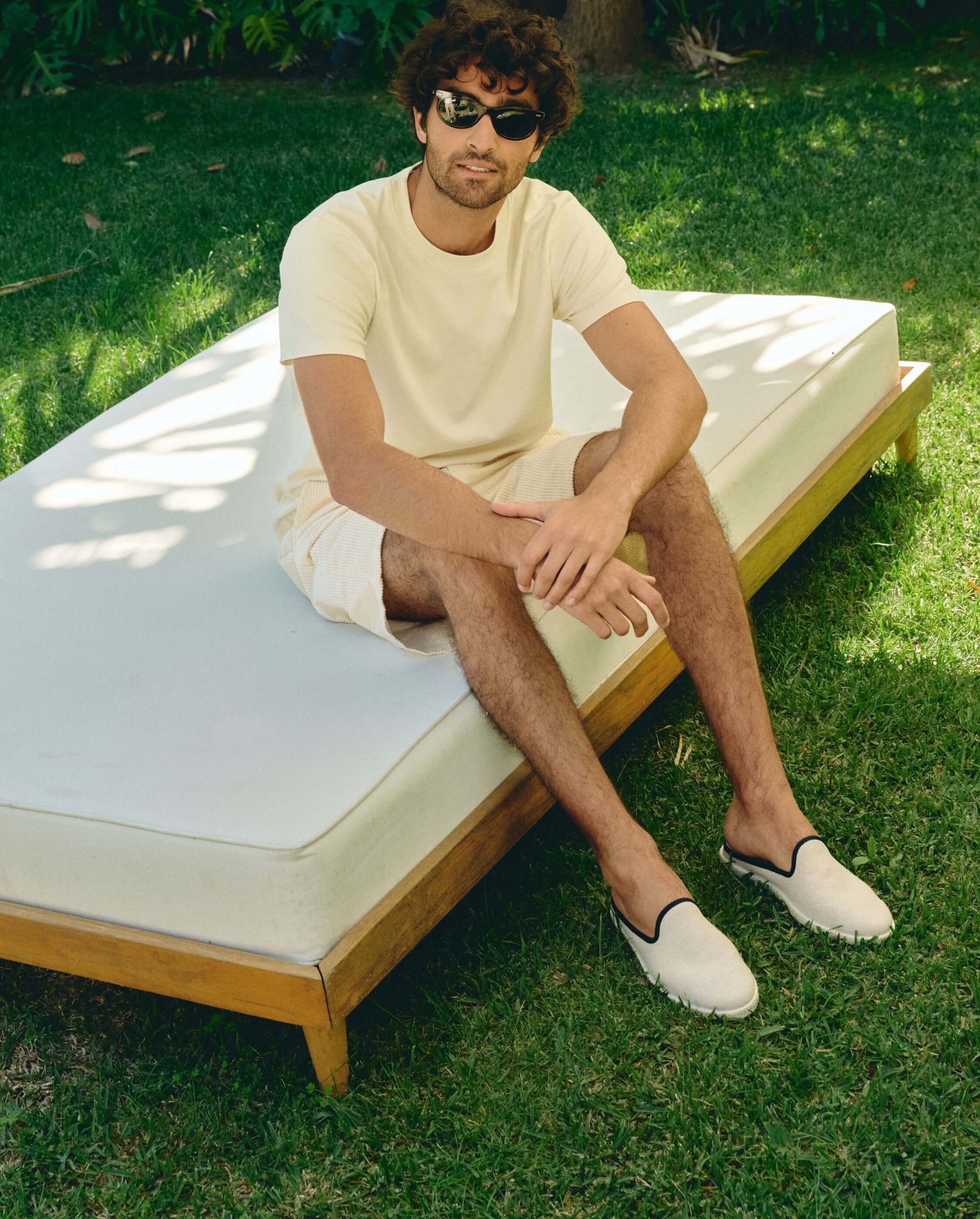 Men's mule, beige and black cotton ANGARDE Beige