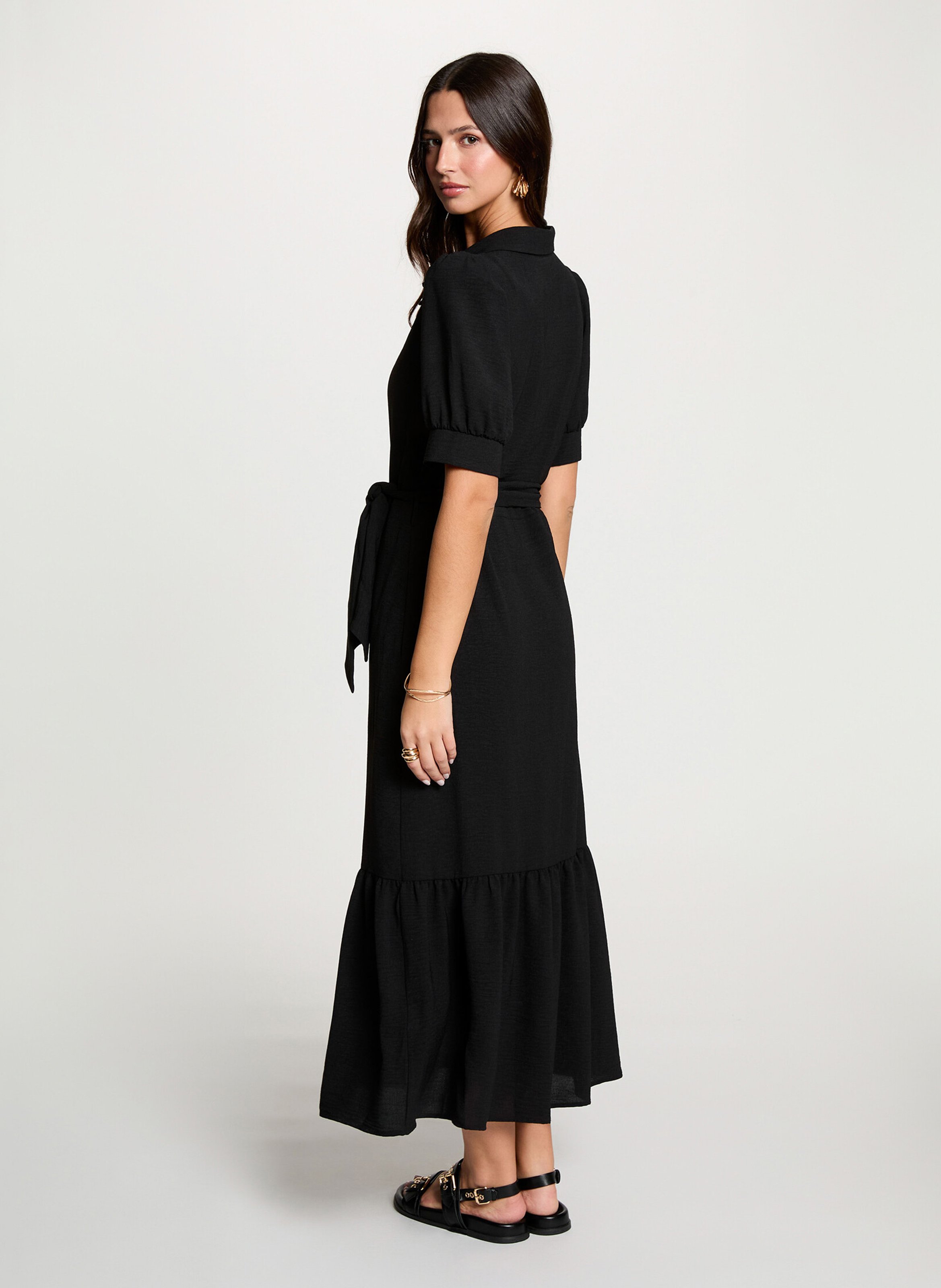 Langes, ausgestelltes Kleid MORGAN Schwarz