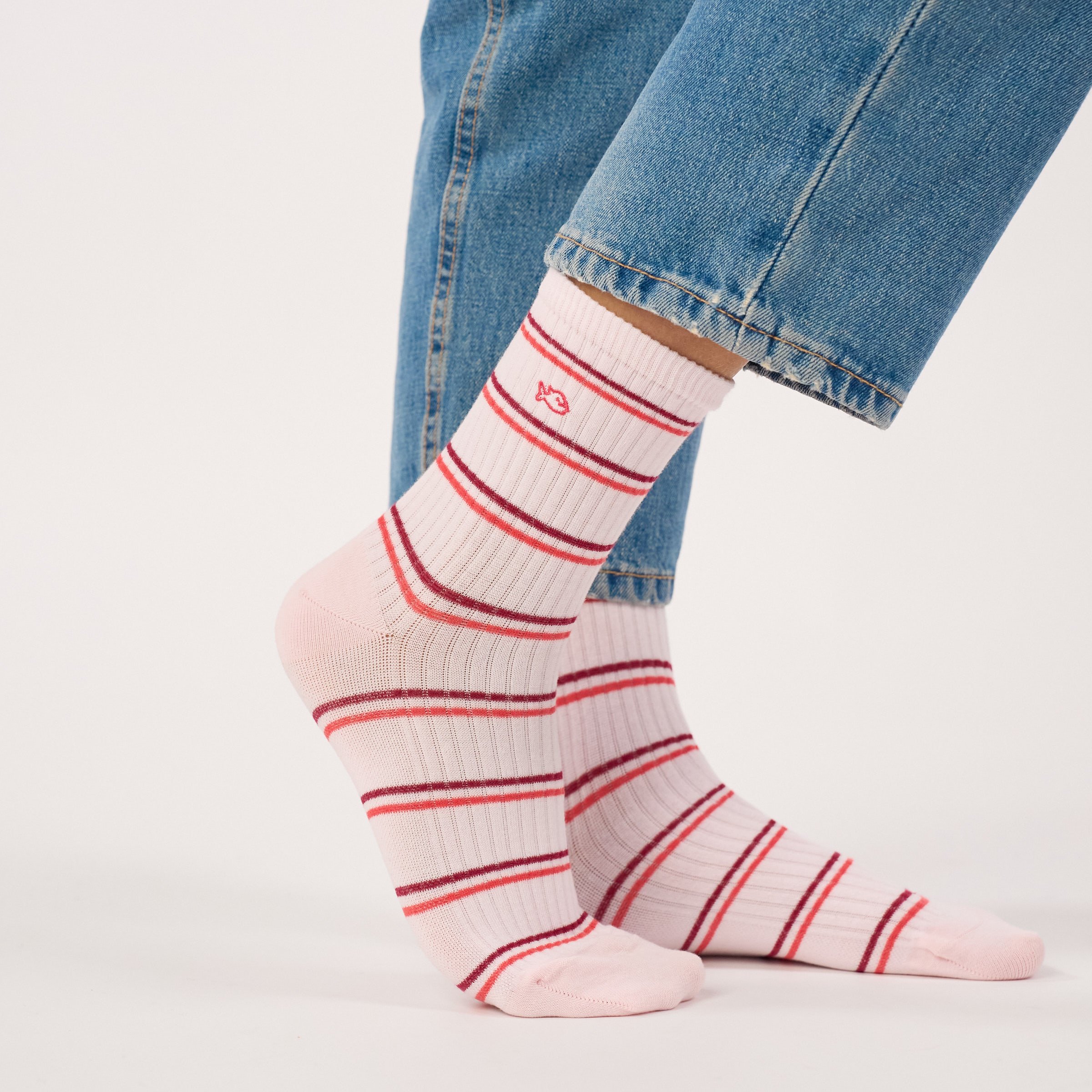 Combed cotton striped socks BILLYBELT Pink