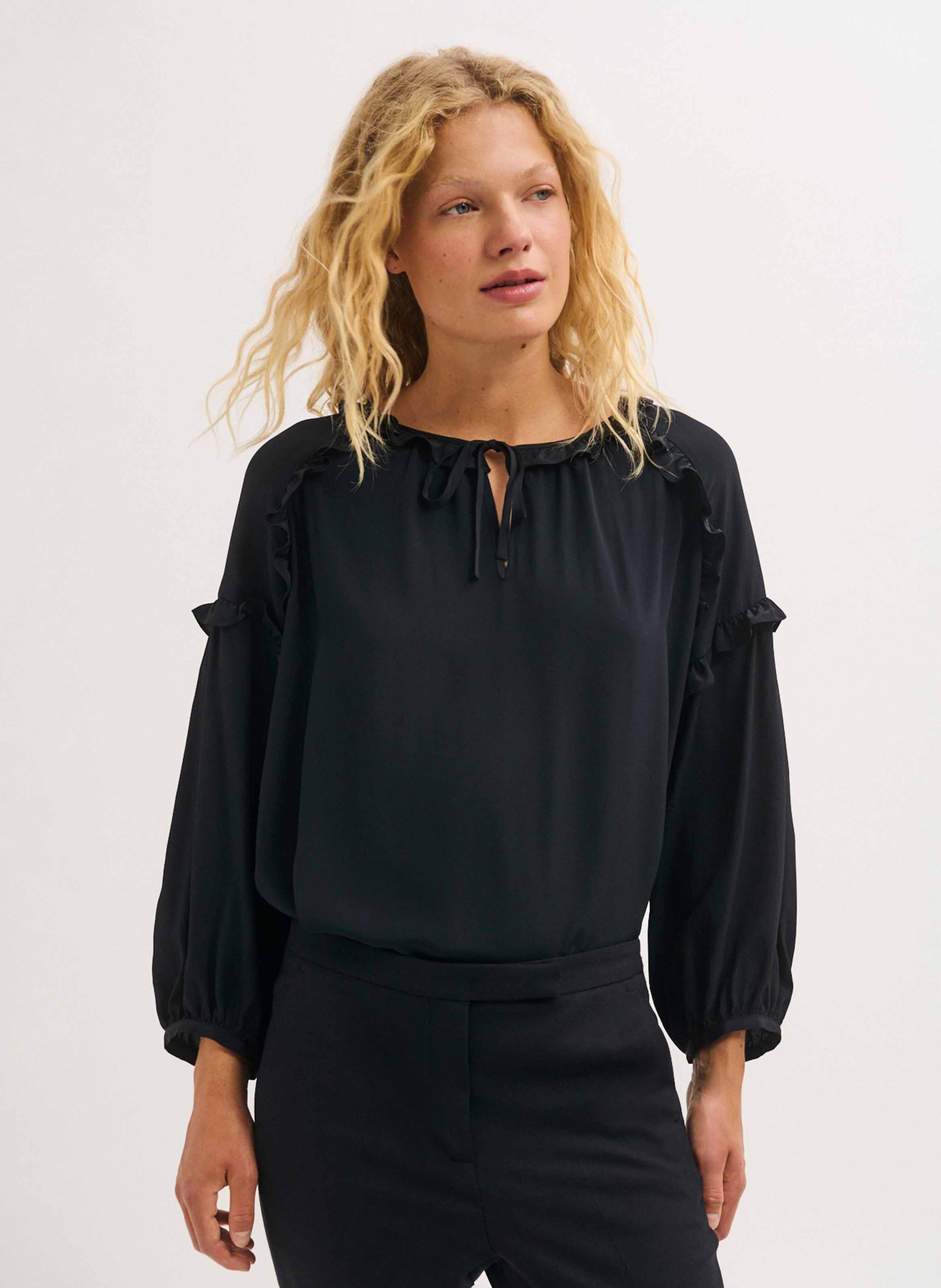 Blouse ample col rond PABLO Noir