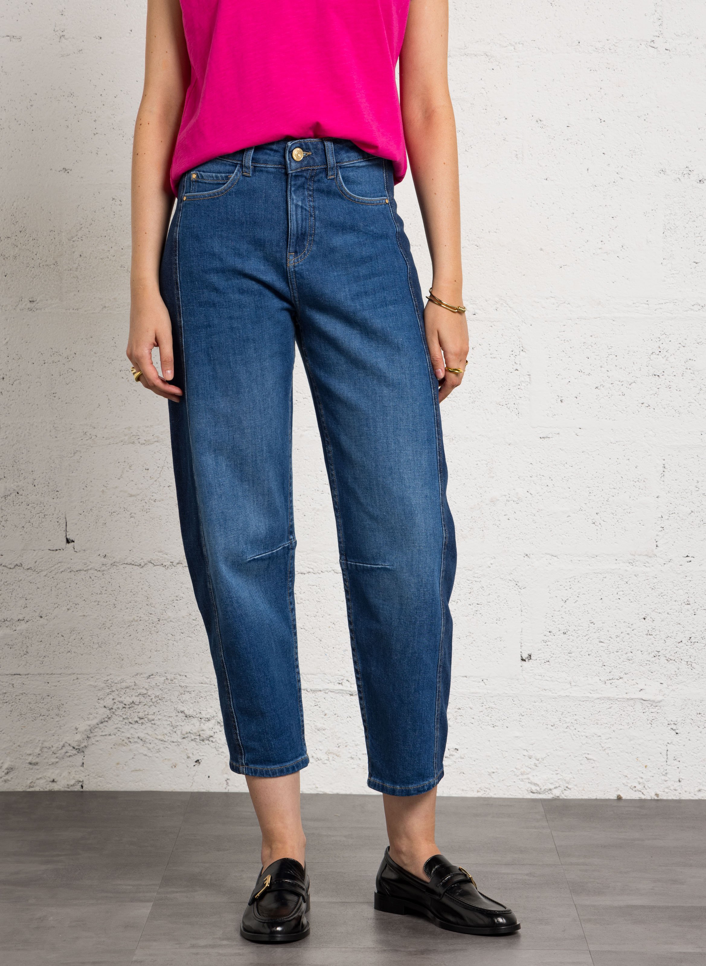 Mixed cotton barrel jeans MAISON 123 Blue