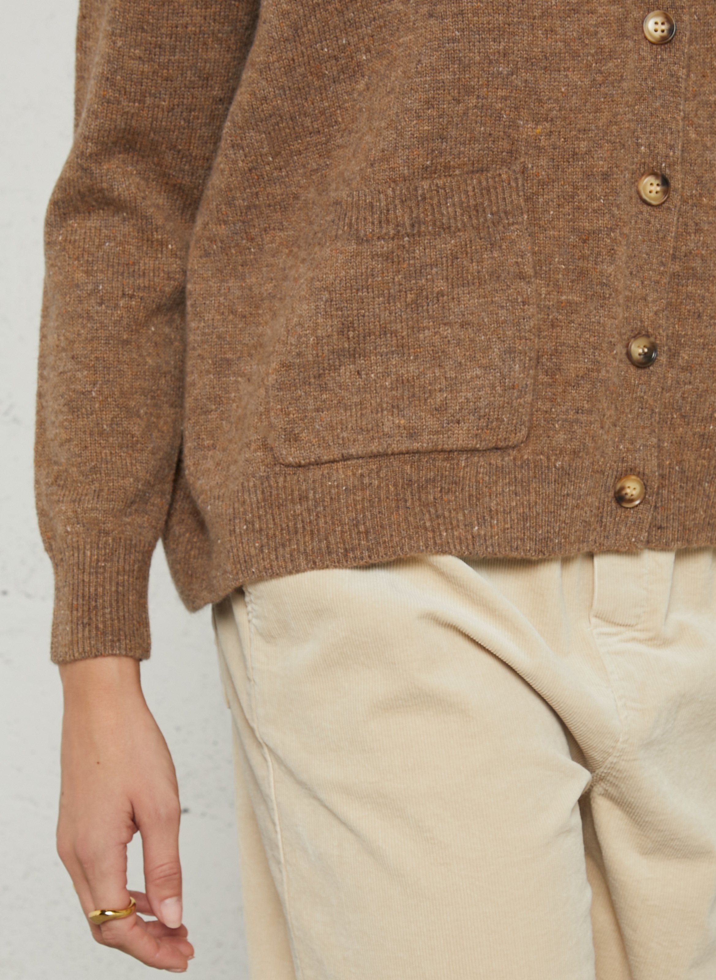 Straight V-neck wool vest JC SOPHIE Brown