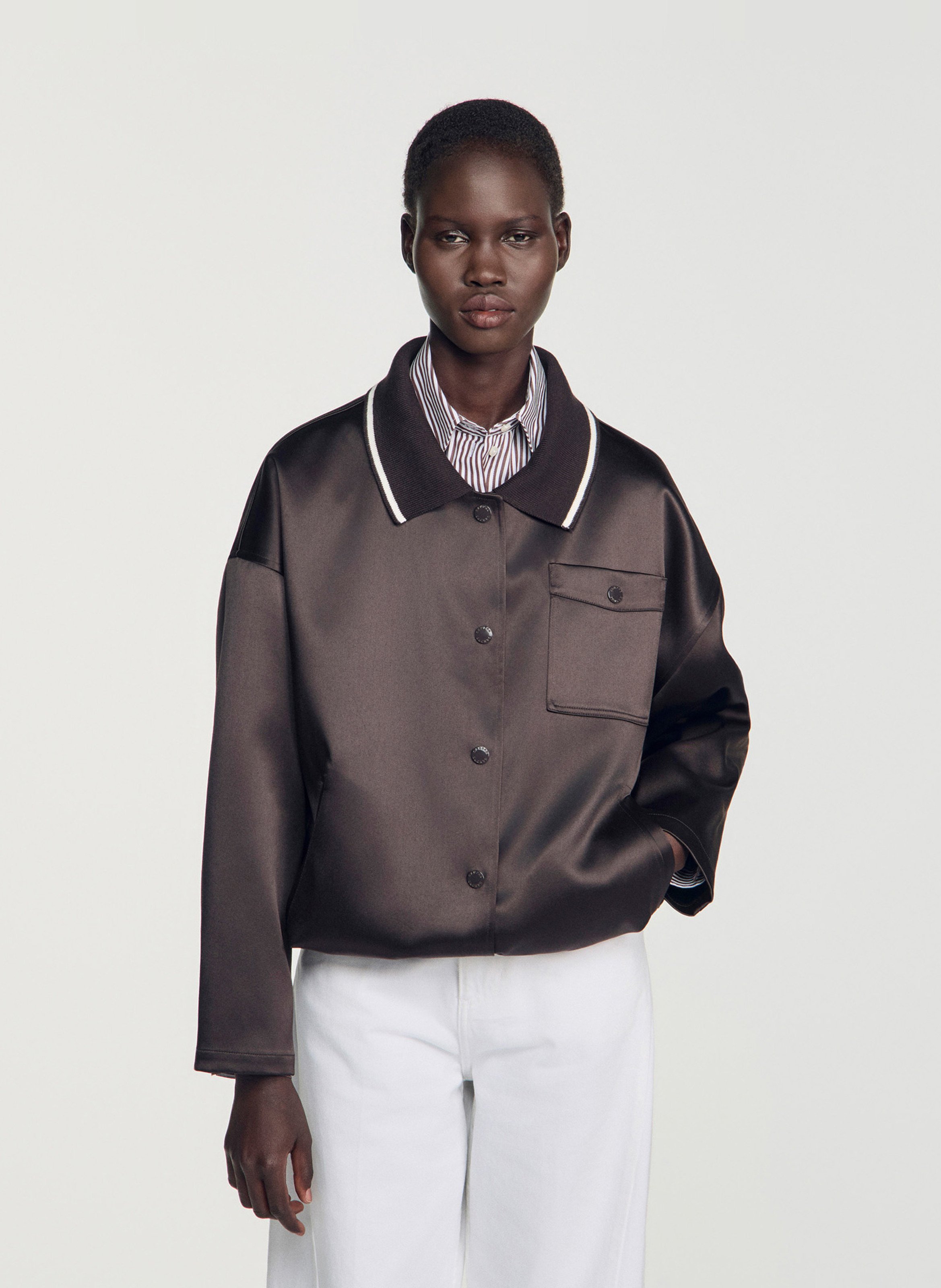 Blouson col classique SANDRO Marron