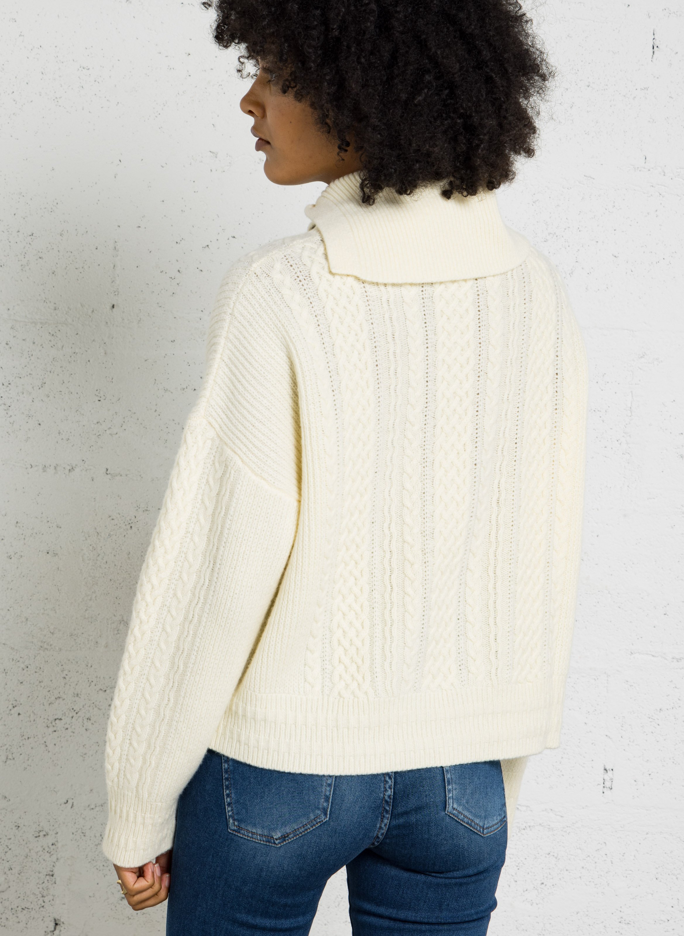 Oversized wool knit sweater MAISON ANJE White