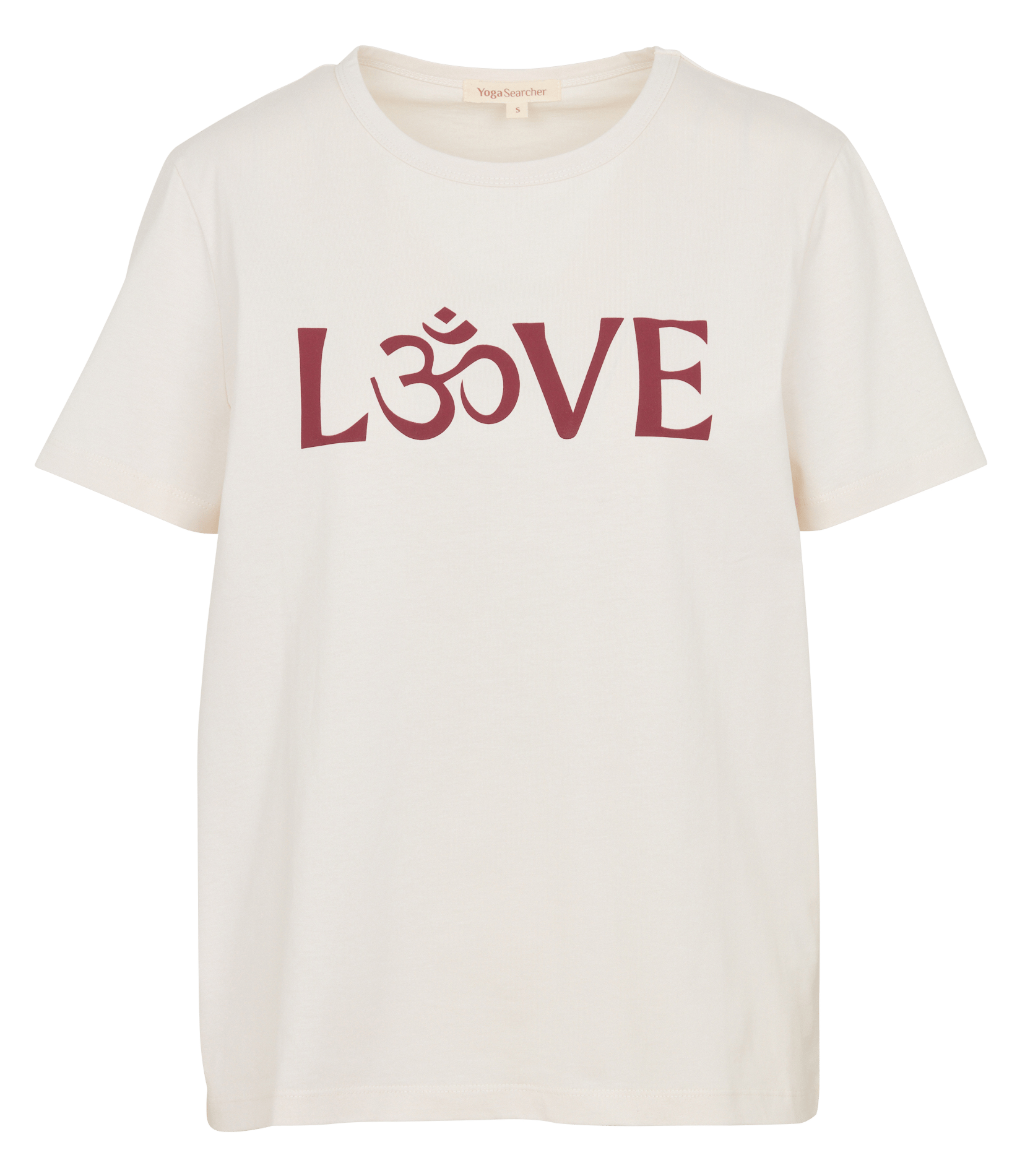 T-shirt van biokatoen met zeefdruk YOGA SEARCHER Beige