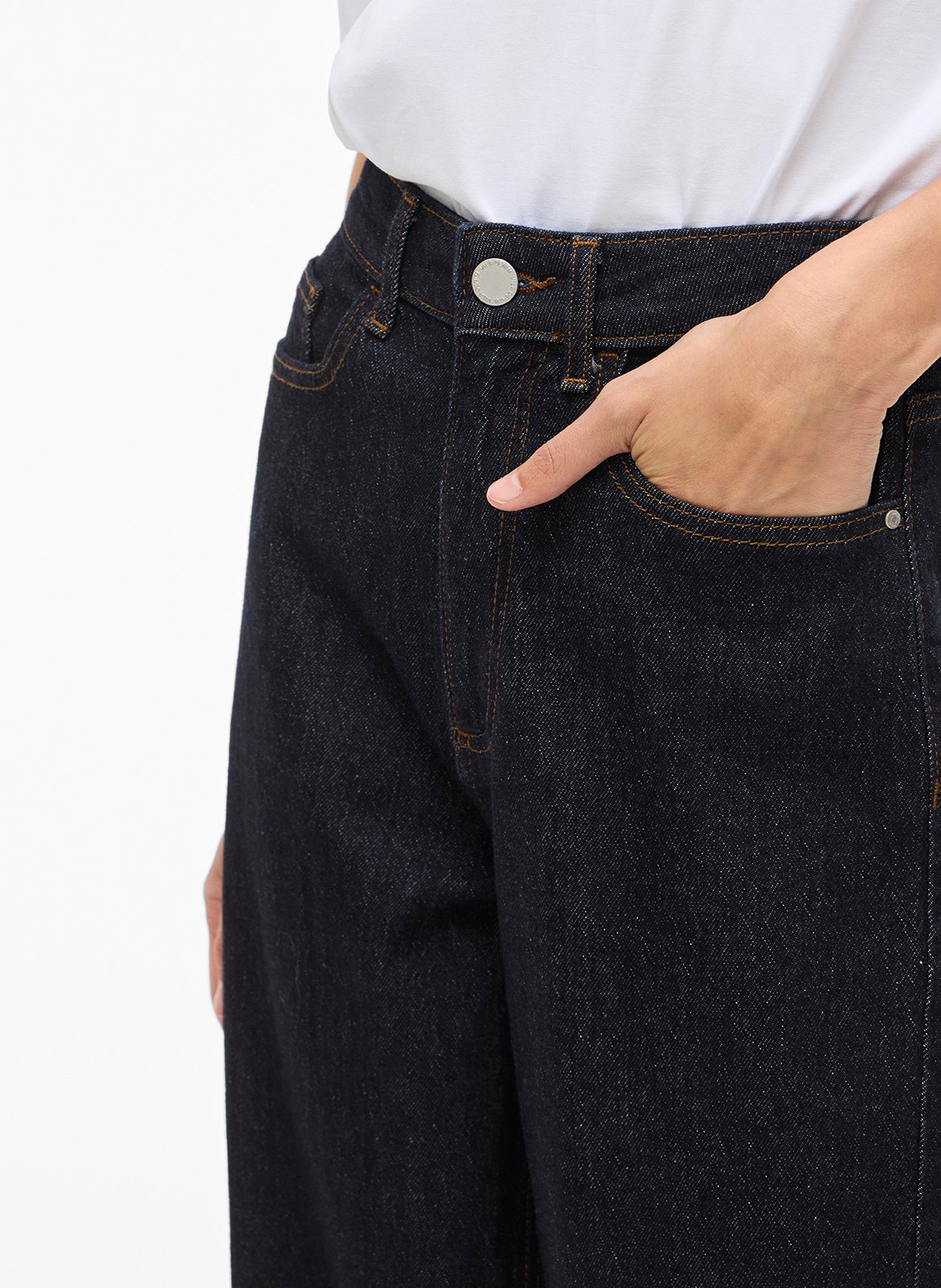 Jean large taille haute en denim brut VILA Bleu