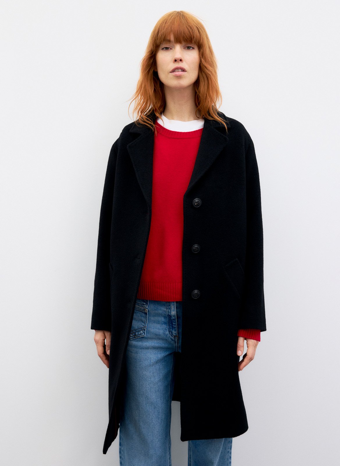 Straight-cut wool-blend coat GERARD DAREL Black