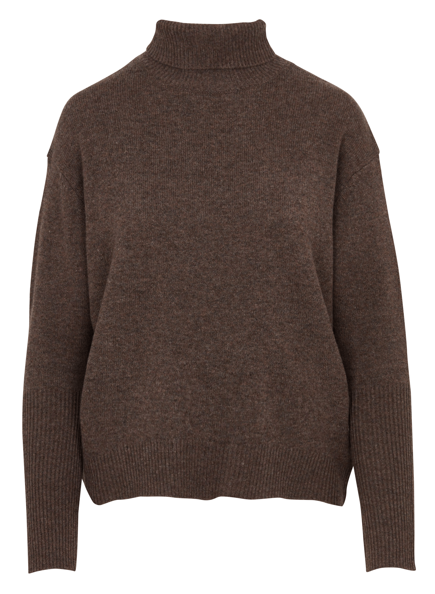 Pull ample col roulé en laine mérinos MAJESTIC FILATURES Marron
